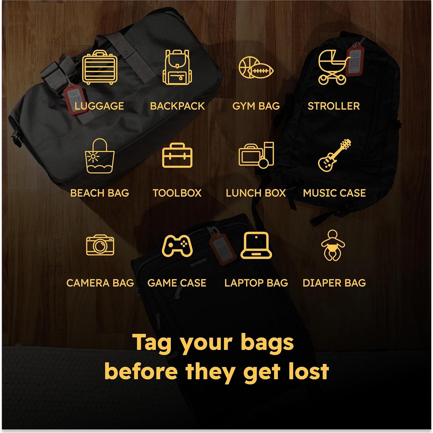 Etiquetas de Equipaje Inteligentes SeQR - Paquete de 2, Rojo