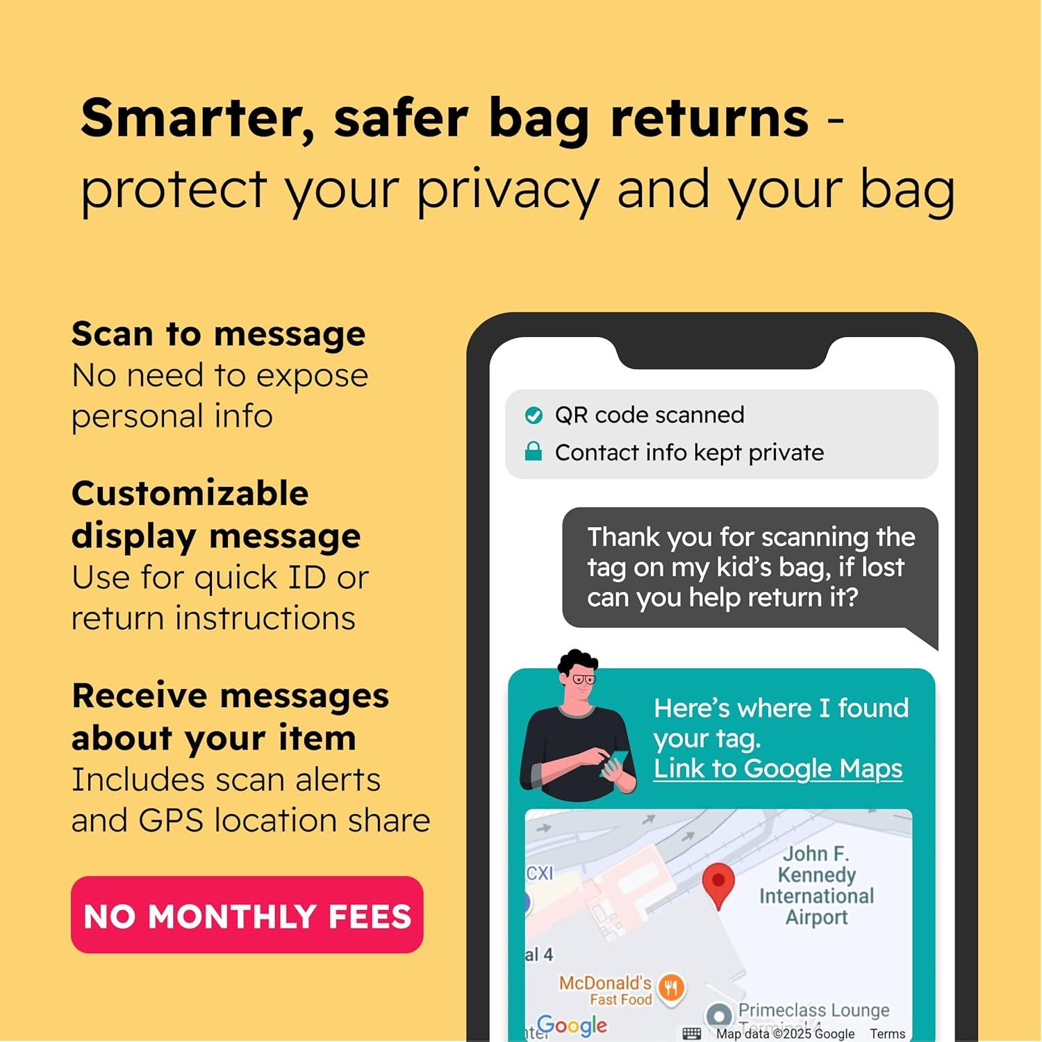 Etiquetas de Equipaje Inteligentes SeQR - Paquete de 2, QR Privado