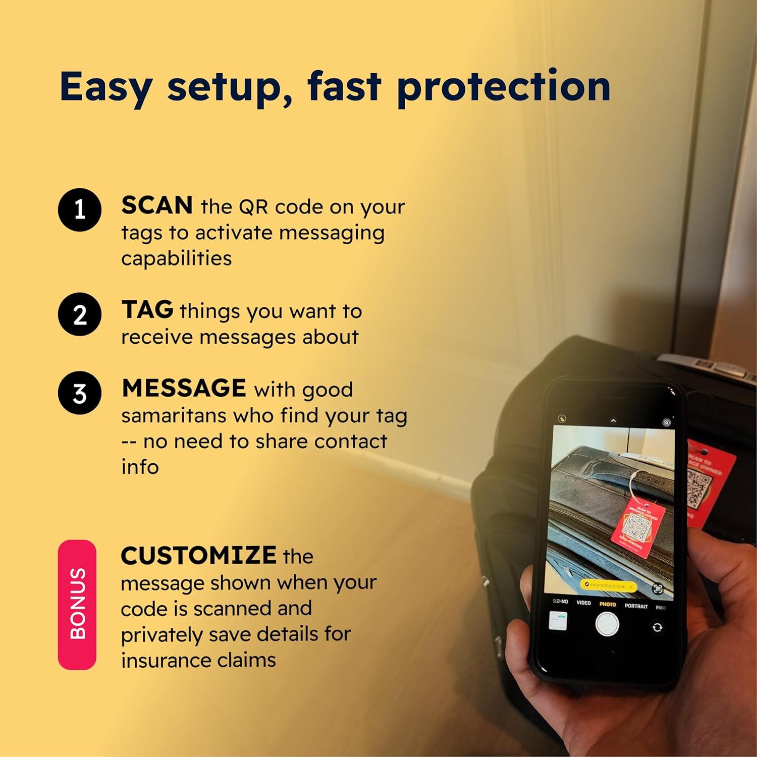 Etiquetas de Equipaje Inteligentes SeQR - Paquete de 2, QR Privado