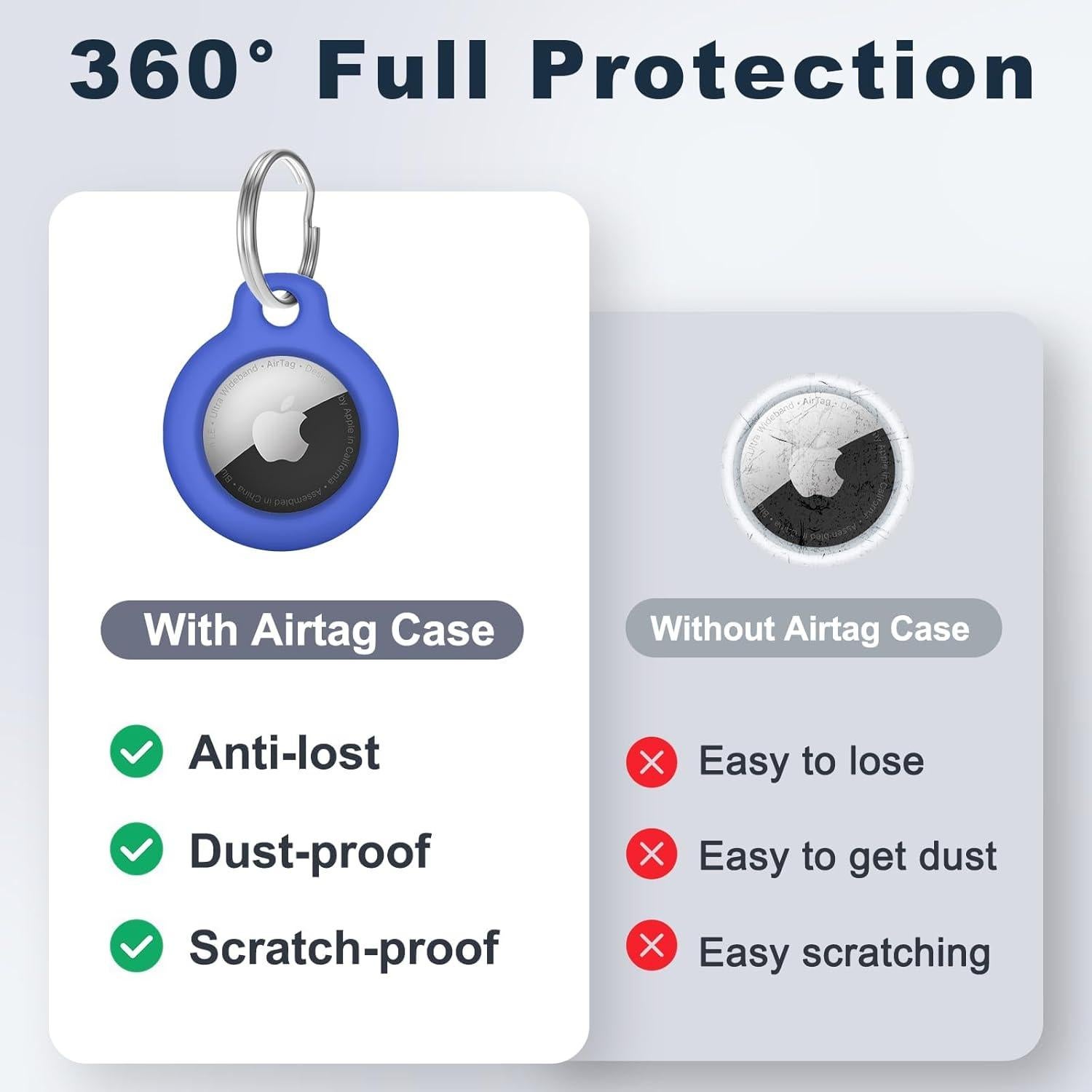 for AirTag Holder with Key Ring - Durable，Scratch-Resistant Case，Hard PC Half Package Protective，PC for Airtag Keychain with Apple for Airtag for Pets，Keys,Bags，Children，Luggage & More(Blue)