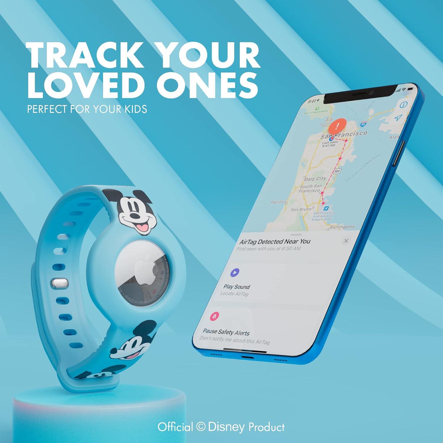 Banda de Muñeca Disney Ajustable para Apple AirTag - Mickey Azul