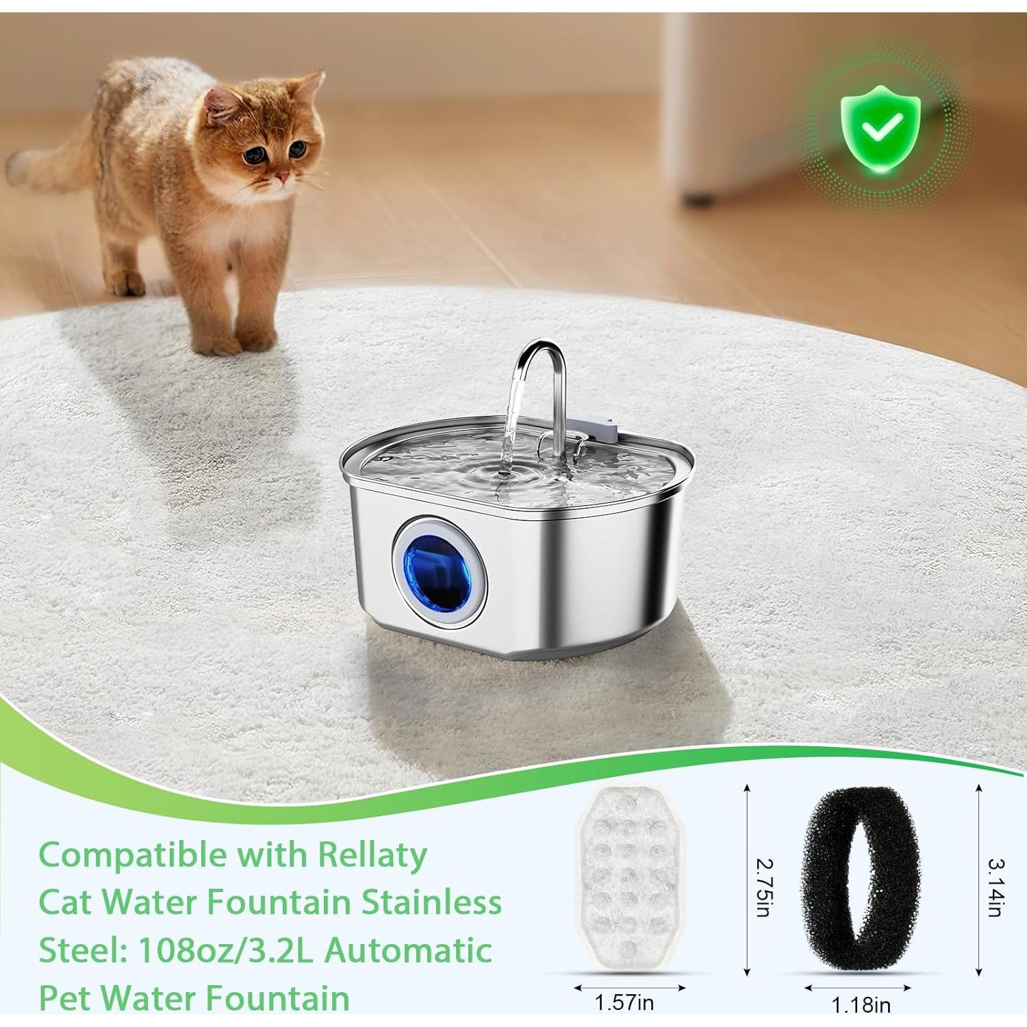 Paquete de 10 Filtros y Esponjas para Fuente de Agua ZIONYA 3.2L