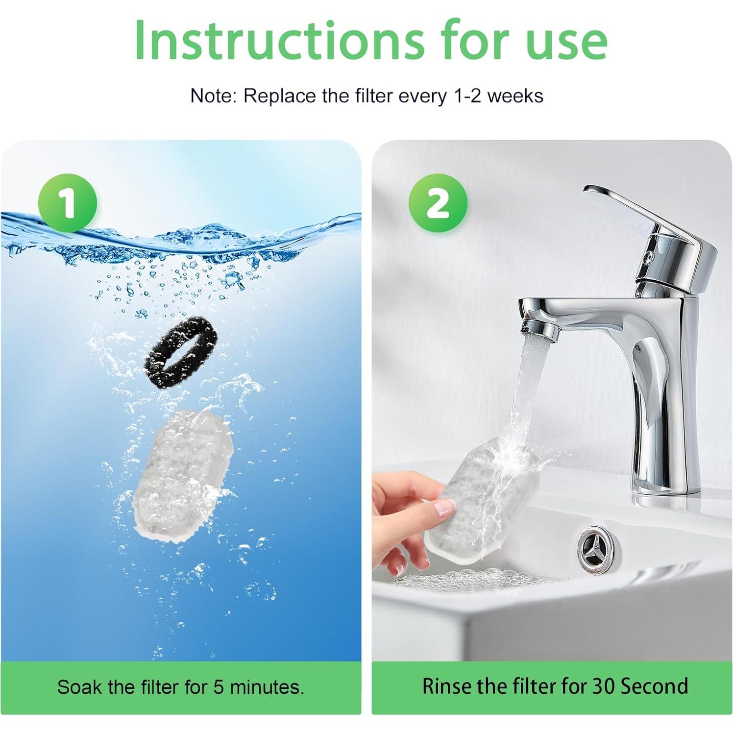 Paquete de 10 Filtros y Esponjas para Fuente de Agua ZIONYA 3.2L