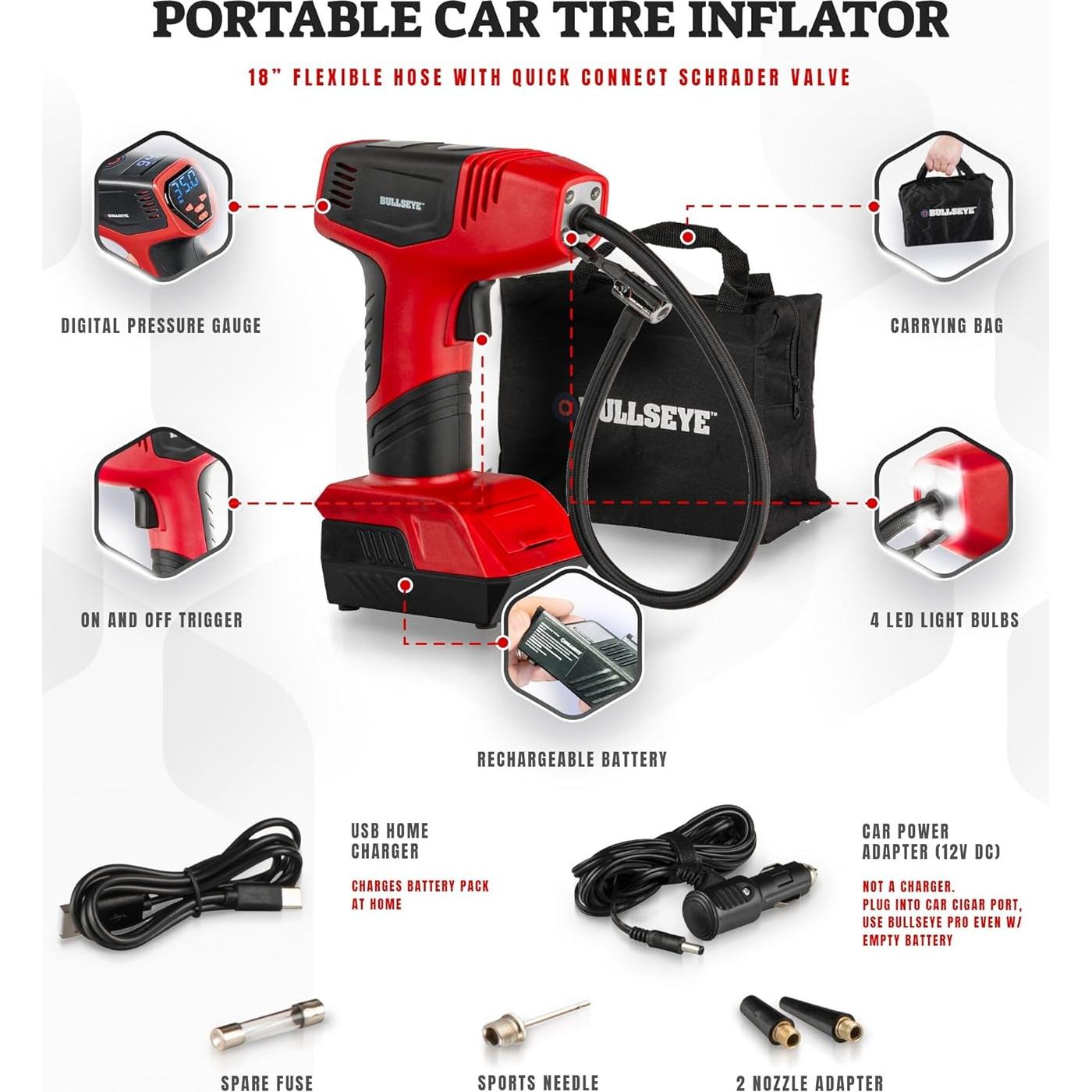 Inflador de Neumáticos BULLSEYE PRO 150 PSI Recargable USB