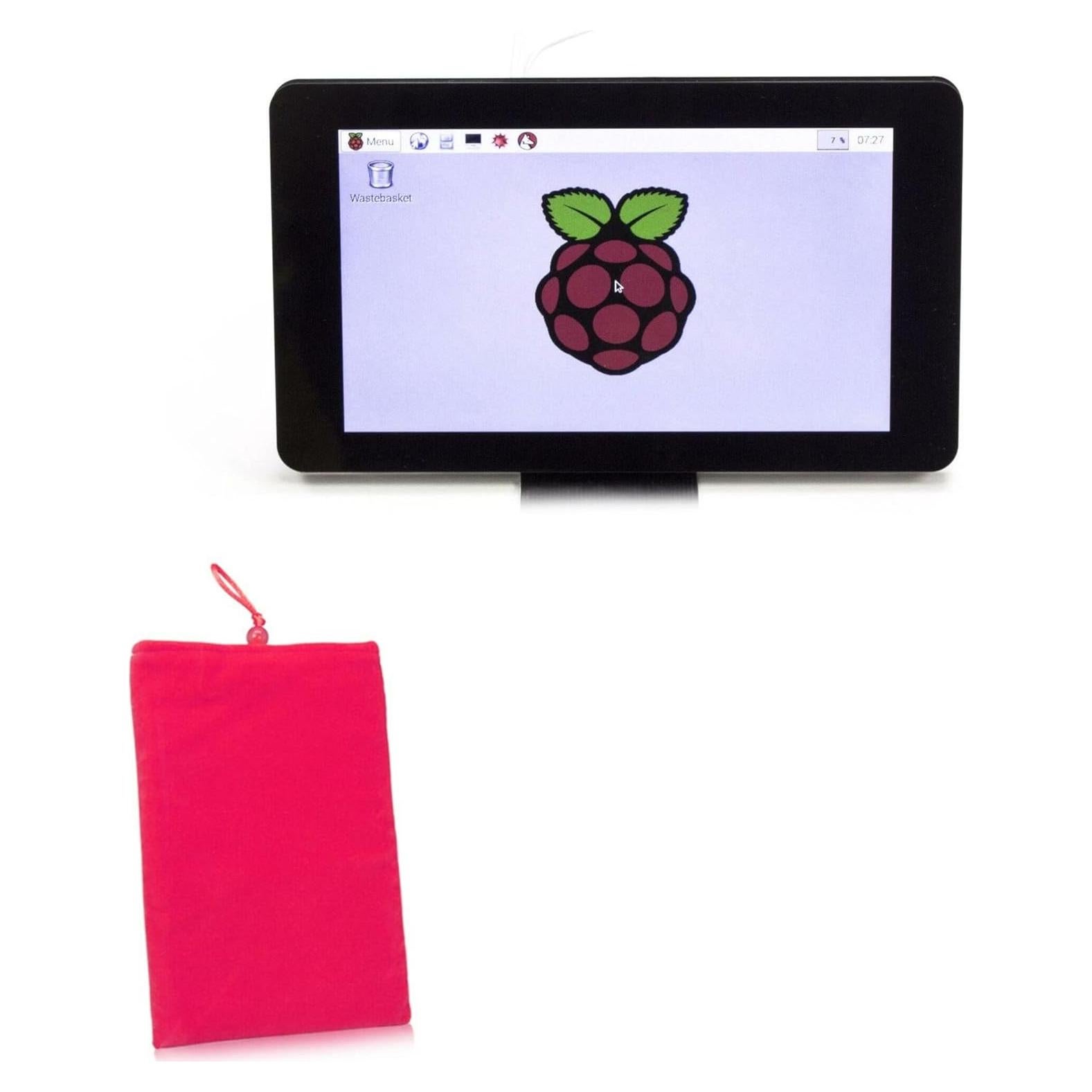 BoxWave Case Compatible with Raspberry Pi Touchscreen Display - Velvet Pouch, Soft Velour Fabric Bag Sleeve with Drawstring - Cosmo Pink