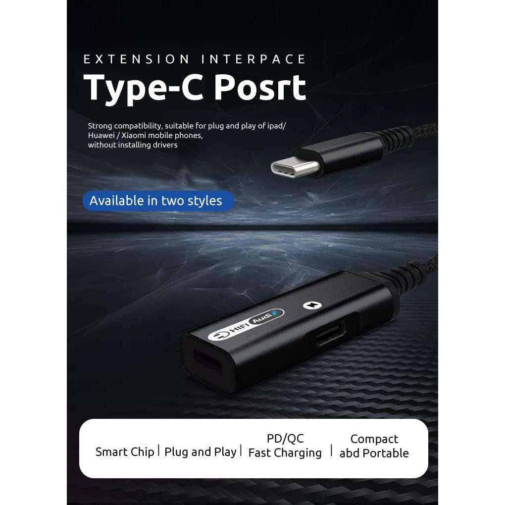 Adaptador USB-C a 3.5mm Tek Styz con Carga Rápida 60W