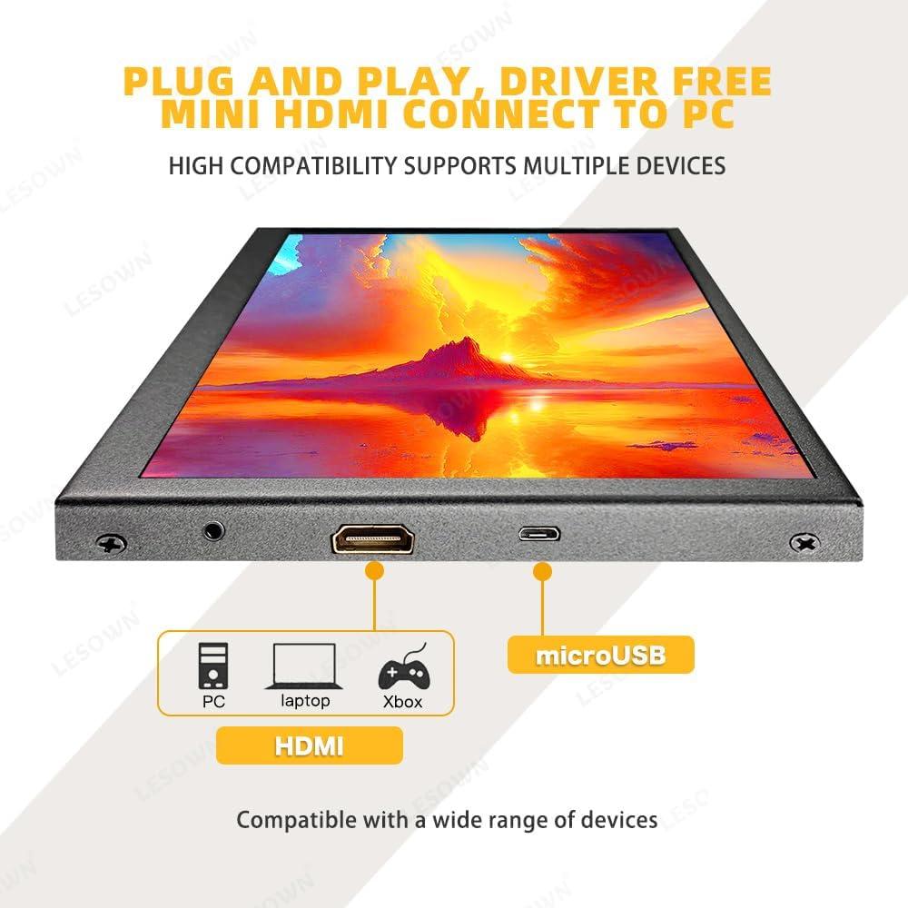 Monitor Portátil IPS 10.1" LESOWN HDMI 1024x600 Brillo 300cd/m2