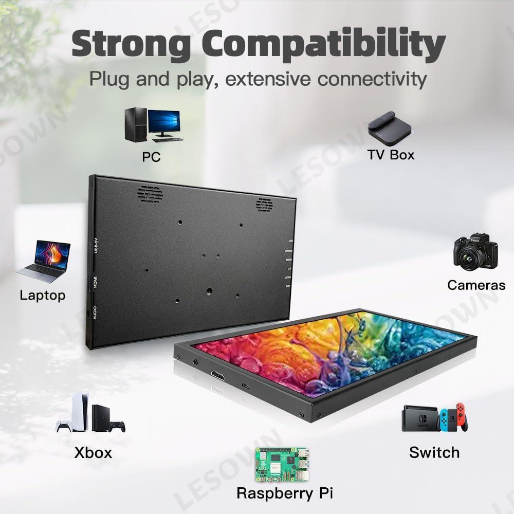 Monitor Portátil IPS 10.1" LESOWN HDMI 1024x600 Brillo 300cd/m2