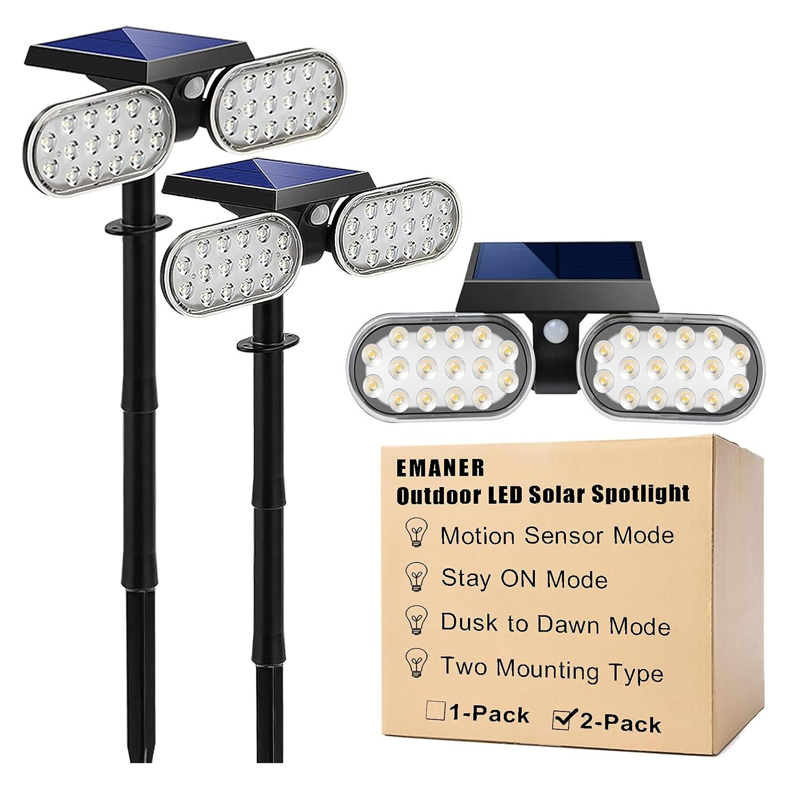 Luces Solares EMANER Motion 2 Pzs, Foco Exterior con Sensor