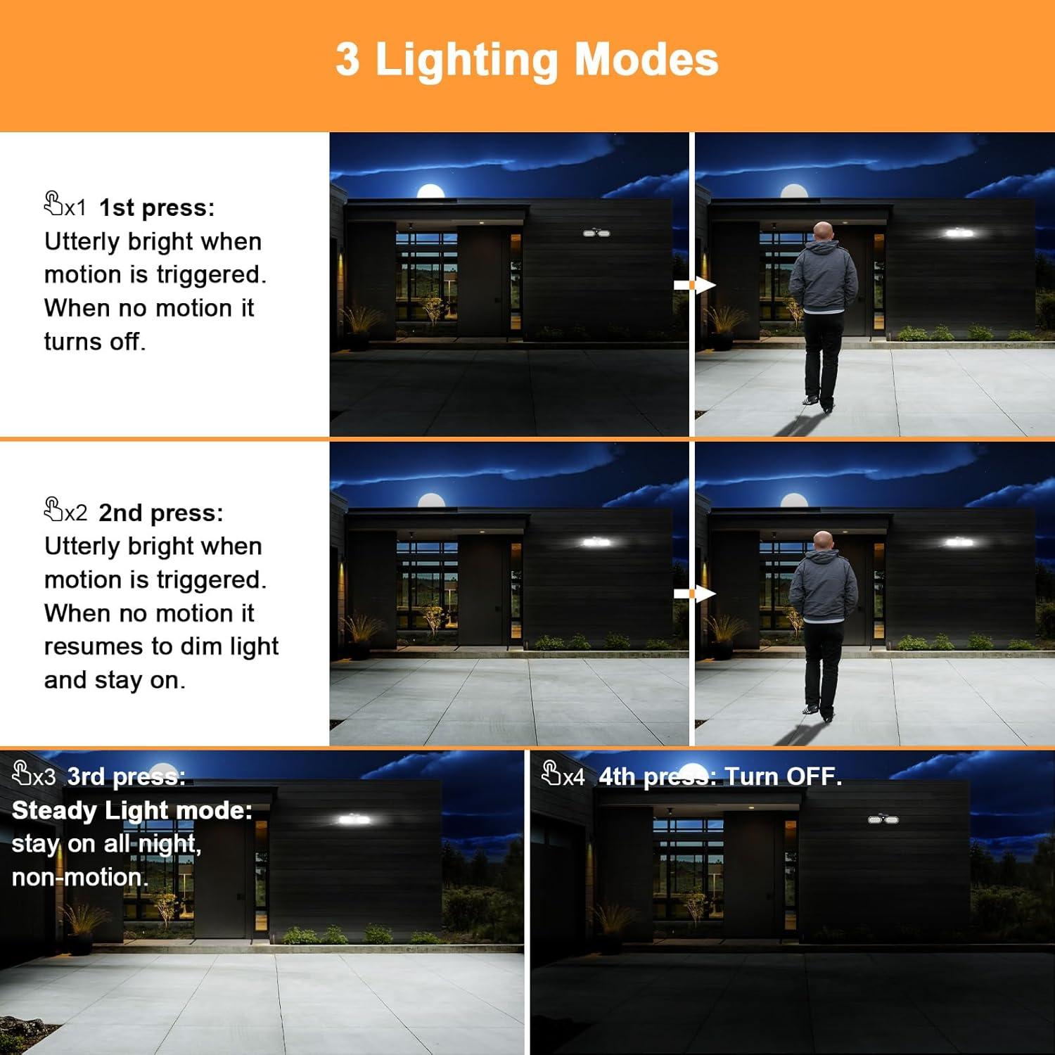 Luces Solares EMANER Motion 2 Pzs, Foco Exterior con Sensor