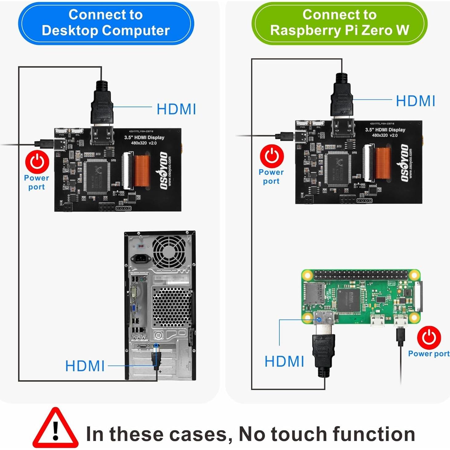 Pantalla Táctil HDMI 3.5" OSOYOO para Raspberry Pi 4/5