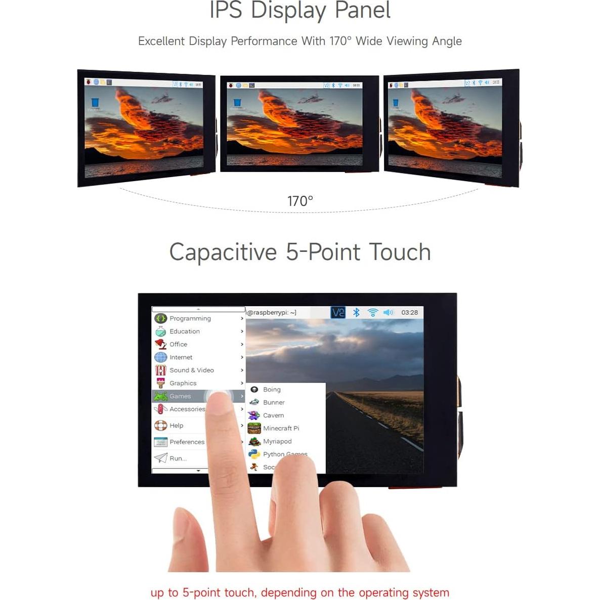 Pantalla LCD táctil Waveshare 3.5" 480x800 para Raspberry Pi