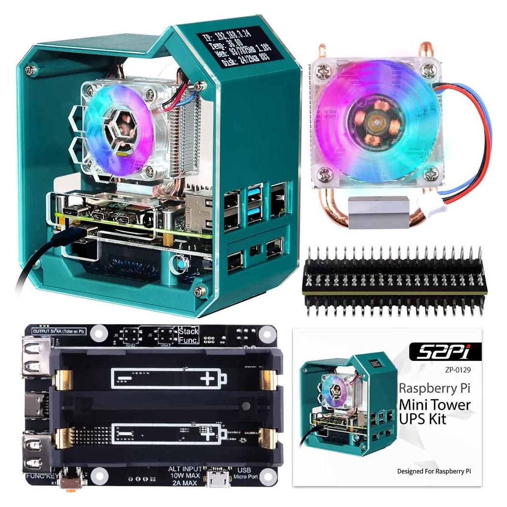 Caja Mini Torre GeeekPi para Raspberry Pi 4 con Enfriador y Pantalla OLED