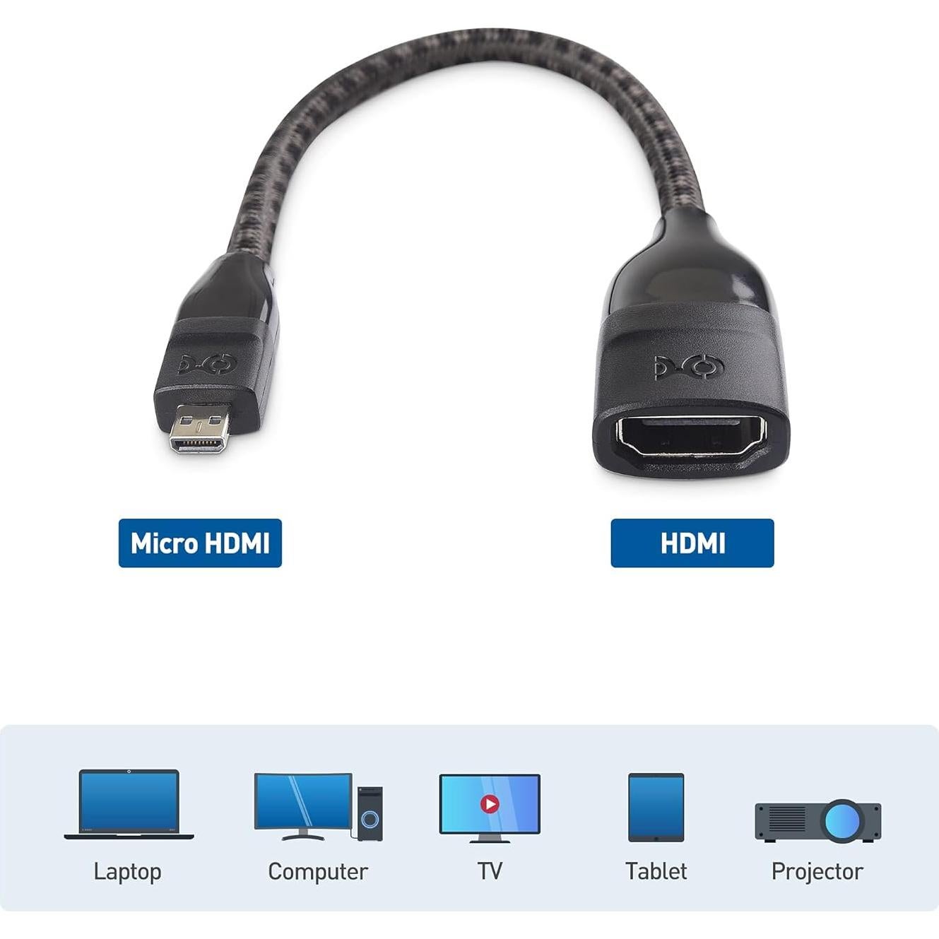 Adaptador Micro HDMI a HDMI Cable Matters 8K 60Hz - 15.24 cm