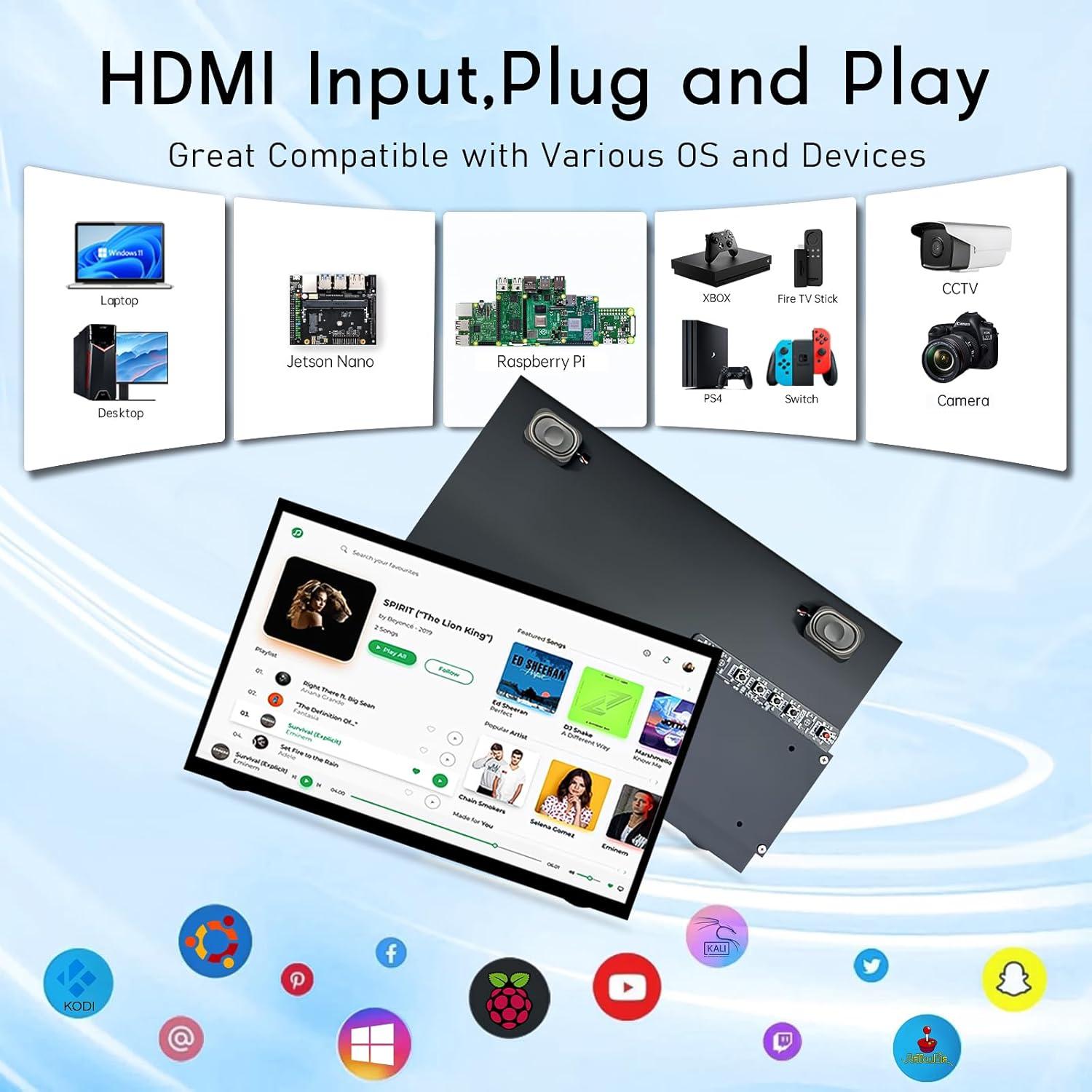 Monitor Táctil IPS 11.6" FHD HAMTYSAN para Raspberry Pi