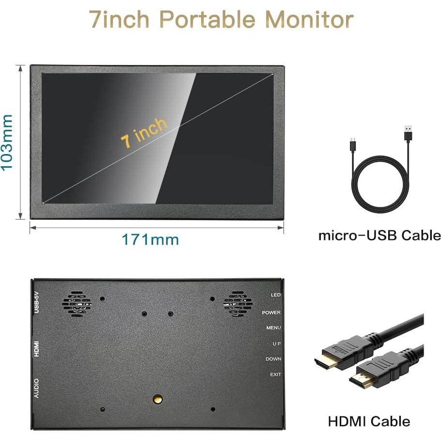 Monitor Portátil Táctil IPS 7" LESOWN 1024x600 Altavoces
