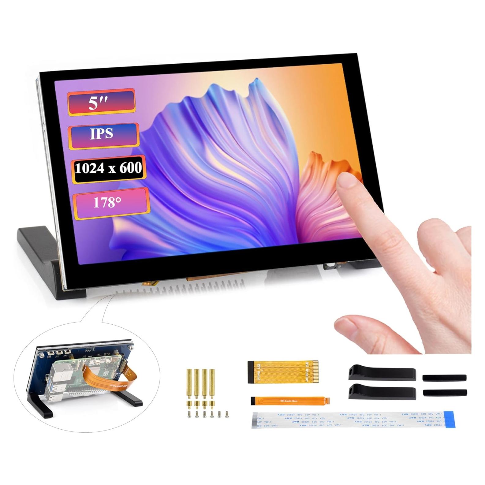 Monitor DSI 5" UeeKKoo Táctil Capacitivo 1024x600 IPS