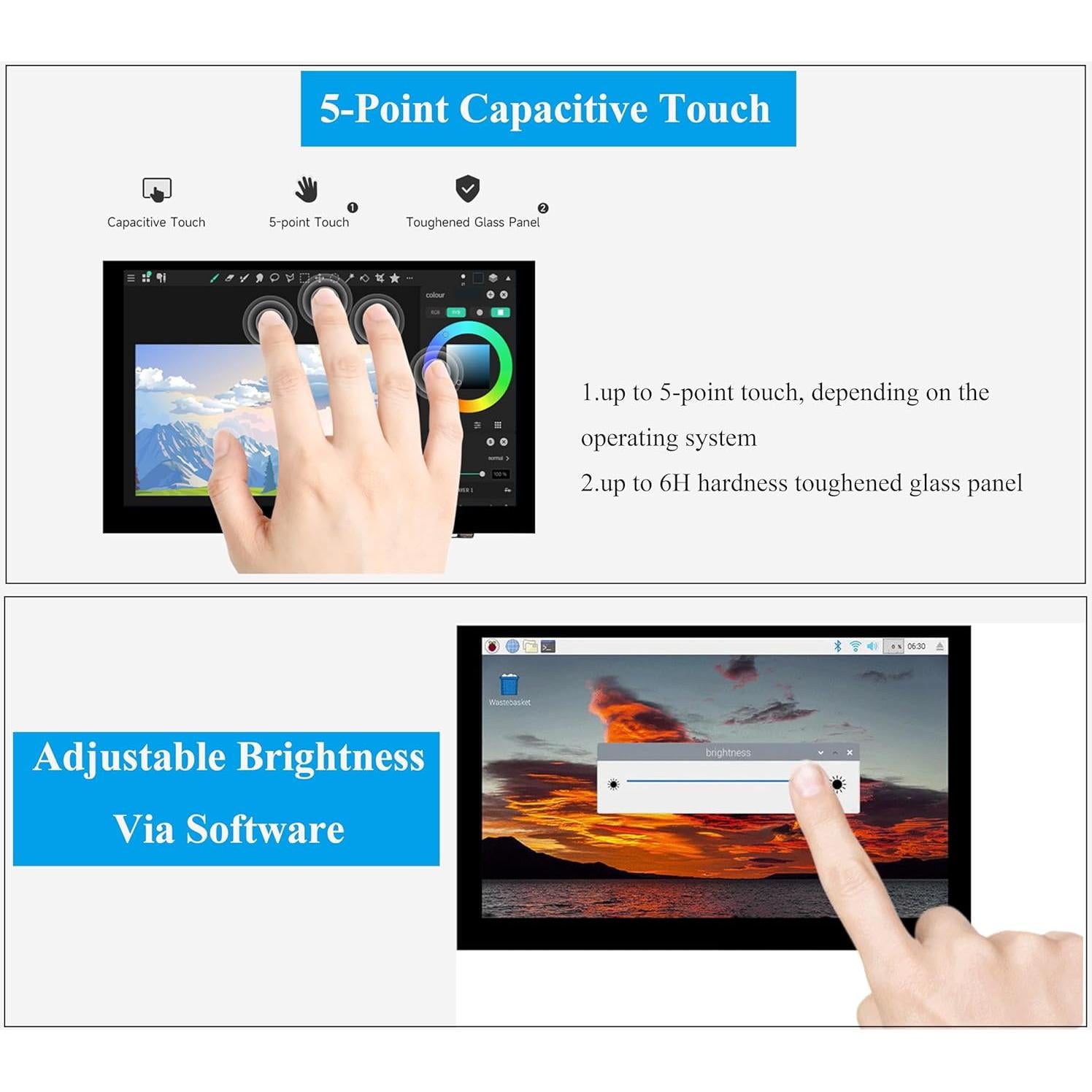 Monitor DSI 5" UeeKKoo Táctil Capacitivo 1024x600 IPS