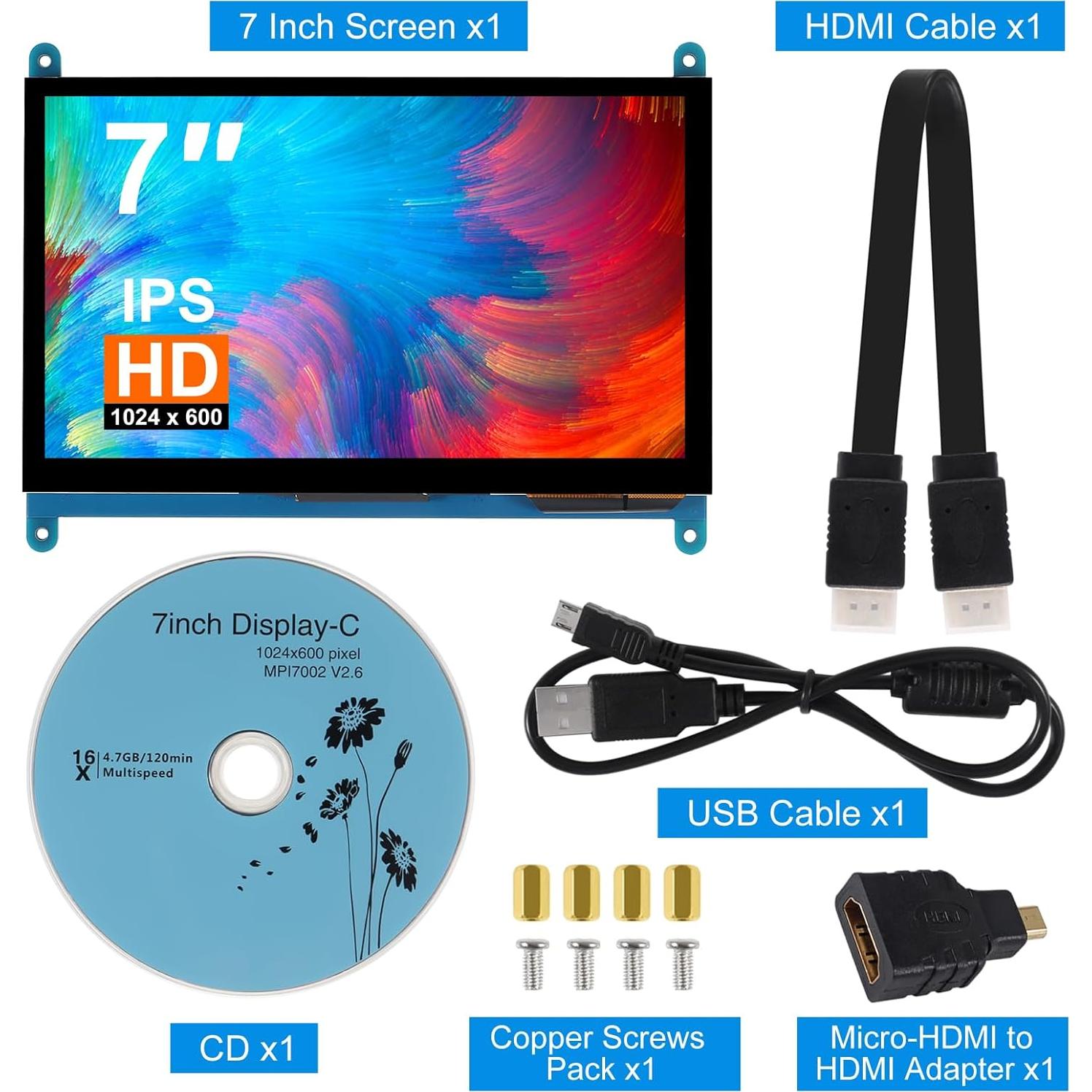 Pantalla Táctil IPS 7" XIITIA 1024x600 HDMI Capacitiva