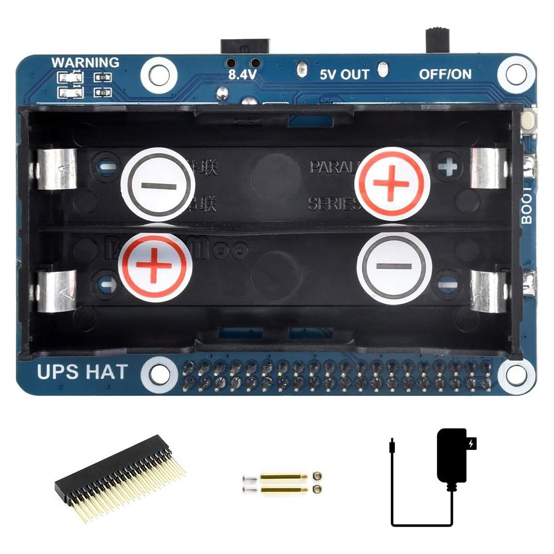 UPS HAT Waveshare para Raspberry Pi 4B 5V Carga Ininterrumpida