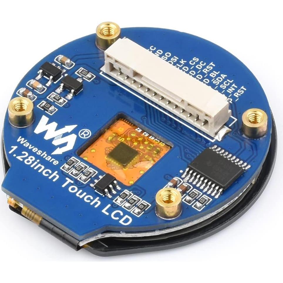 Waveshare 1.28inch Round LCD Display Module with Touch Panel, 240×240 Resolution, IPS, SPI and I2C Communication, Compatible with Raspberry Pi 5/4B/3B/Zero/Zero W/Zero 2W/Pico/Pico W/Pico WH