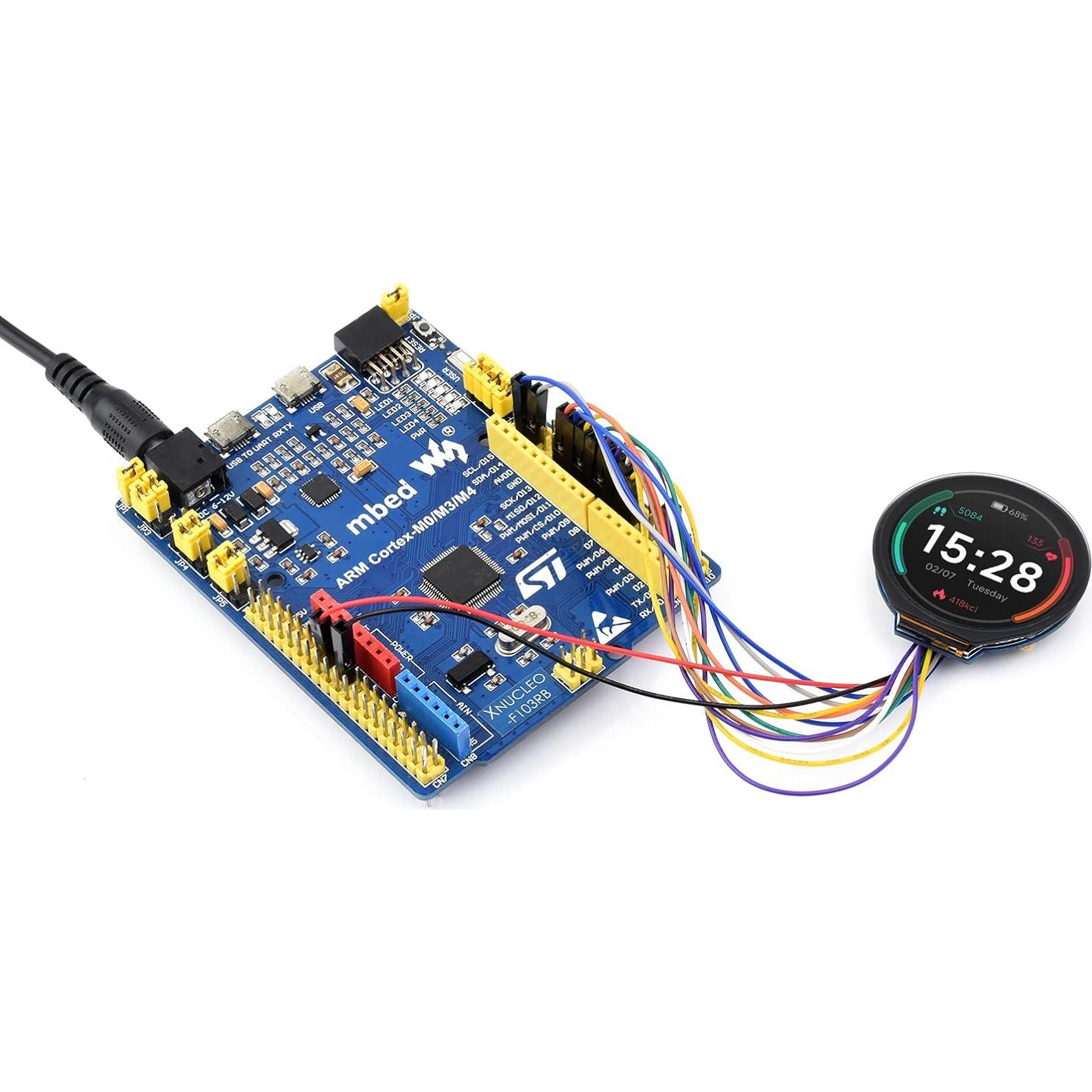 Waveshare 1.28inch Round LCD Display Module with Touch Panel, 240×240 Resolution, IPS, SPI and I2C Communication, Compatible with Raspberry Pi 5/4B/3B/Zero/Zero W/Zero 2W/Pico/Pico W/Pico WH