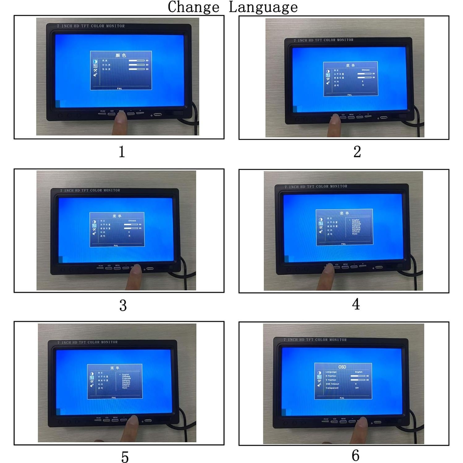 Monitor LCD TFT 7" Yasoca 1024x600 HDMI AV VGA para Raspberry Pi