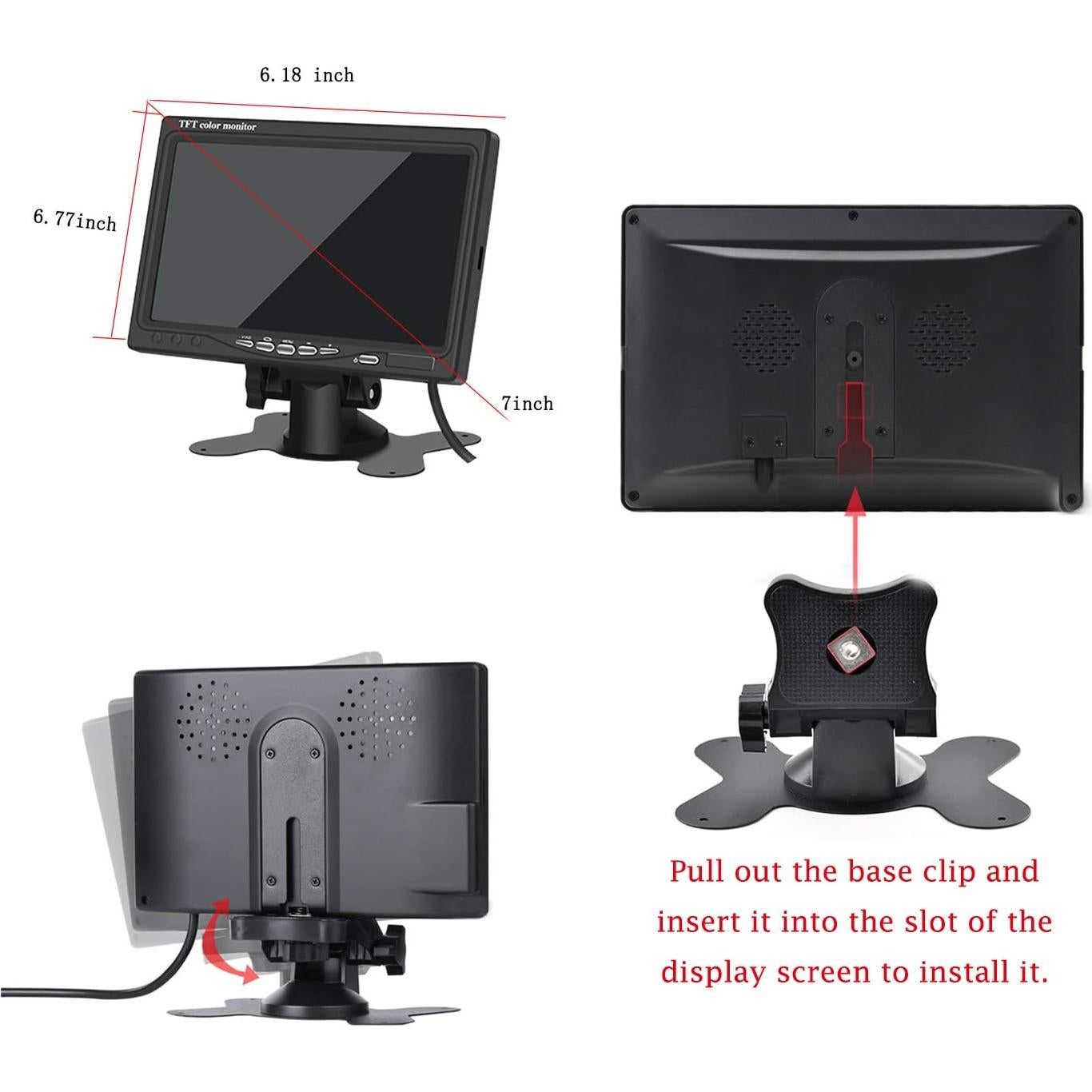 Monitor LCD TFT 7" Yasoca 1024x600 HDMI AV VGA para Raspberry Pi