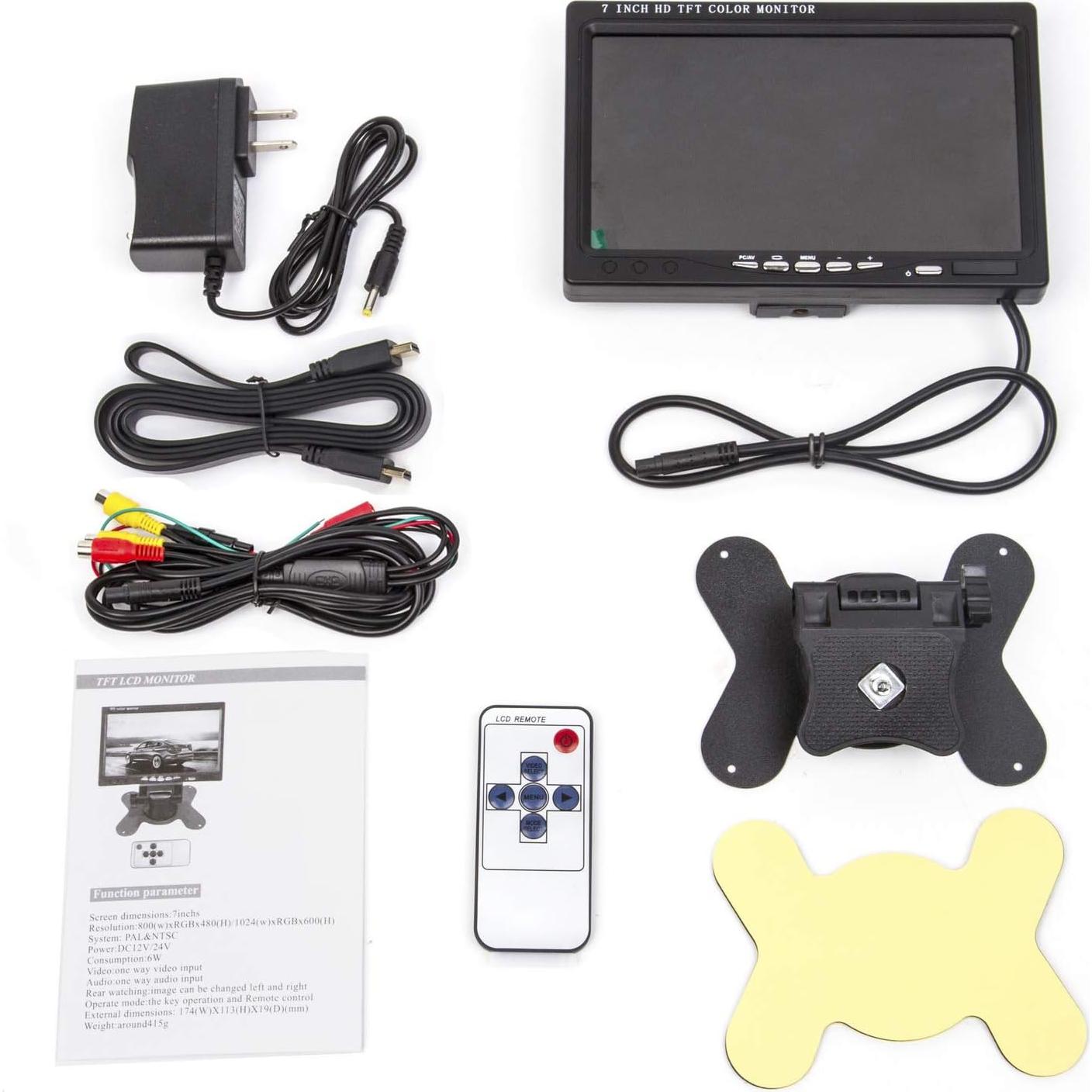 Monitor LCD TFT 7" Yasoca 1024x600 HDMI AV VGA para Raspberry Pi