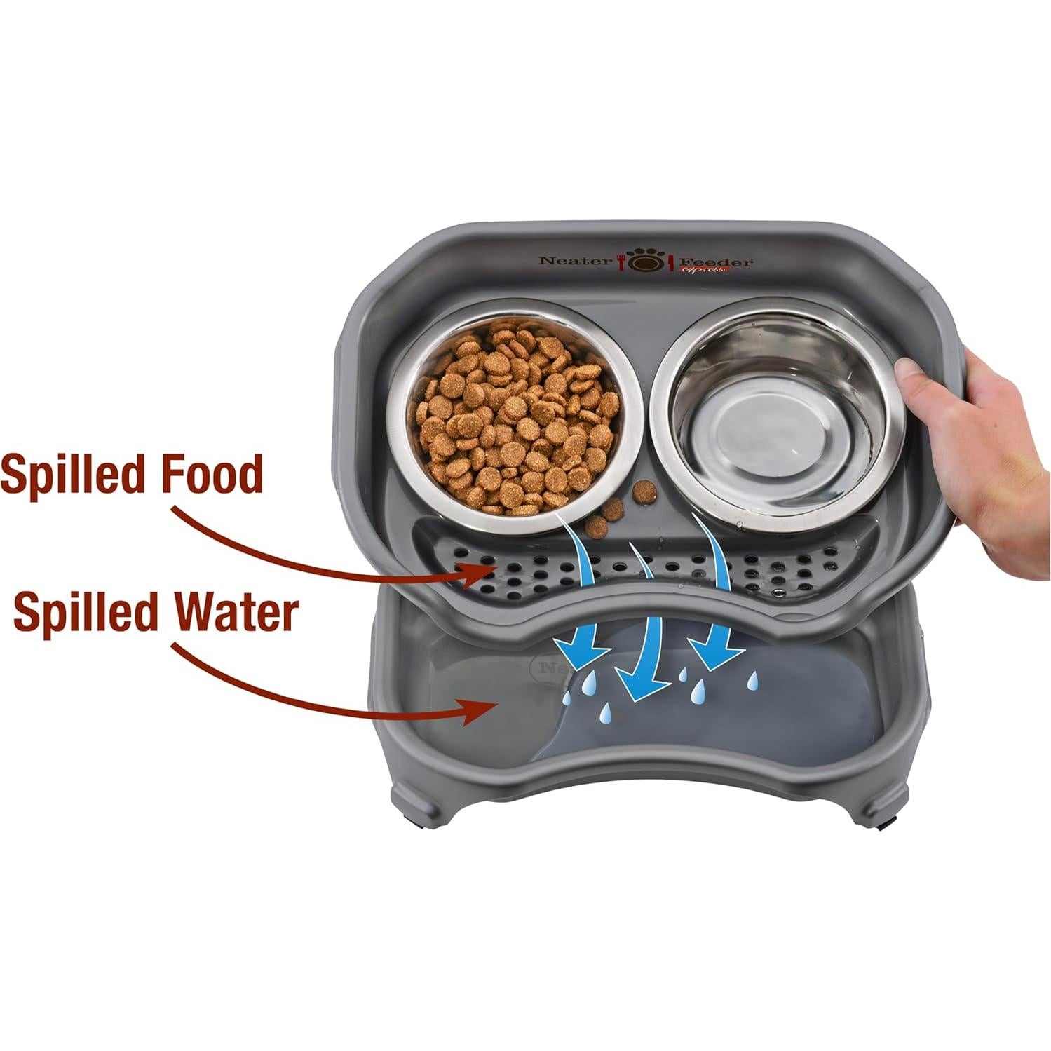 Neater Feeder Express Alimentador Elevado para Gatos Gris