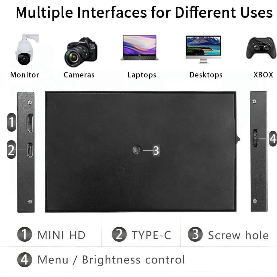 Monitor portátil JLTTEK 5" Full HD 1024x600 HDMI para Raspberry Pi