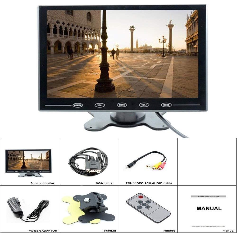 Monitor LCD 9" Camecho HD 800x600 HDMI/VGA para Auto