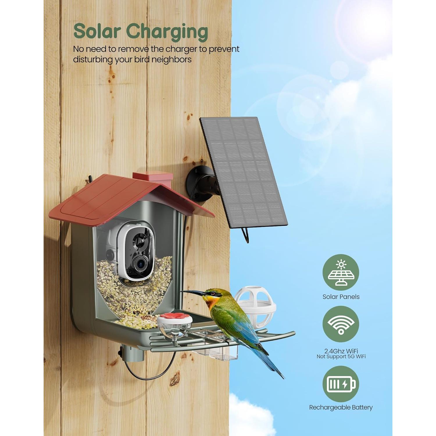 Comedero Inteligente para Aves PEEIPM con Cámara Solar 2K