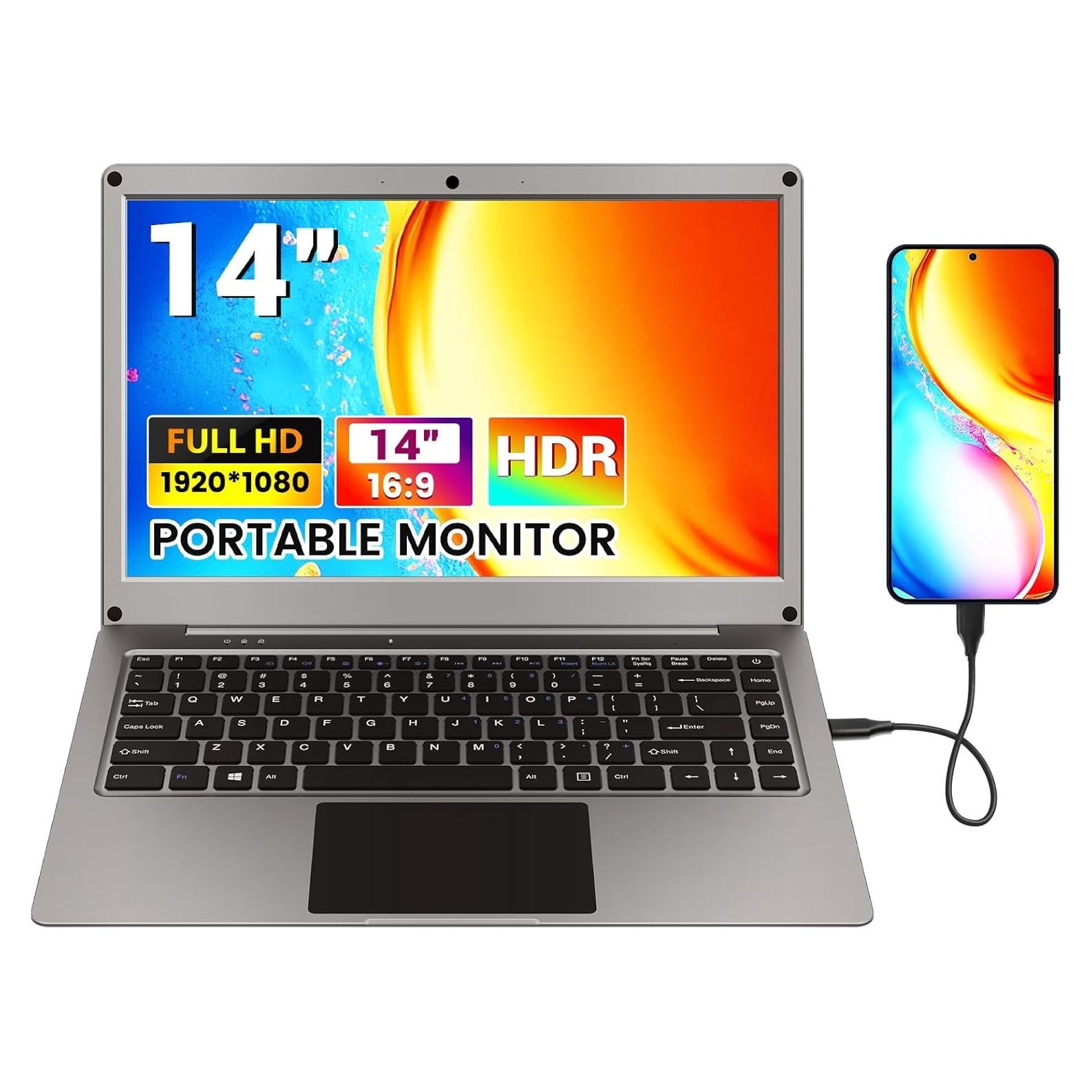 Monitor Portátil 14" CrowView Note 1080P FHD Batería 5000mAh