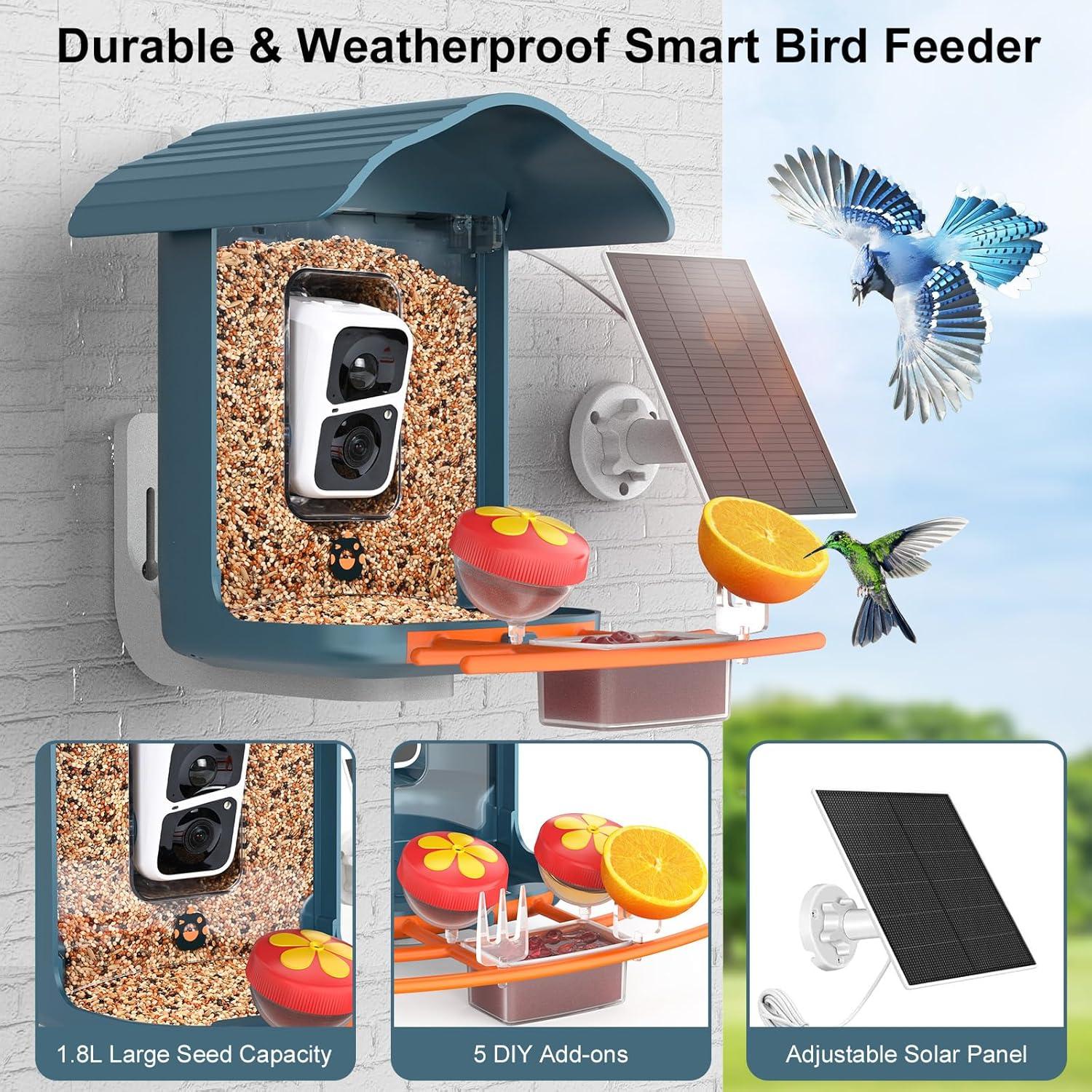 Comedero Inteligente para Aves birdsnap PAV HD 2K Solar