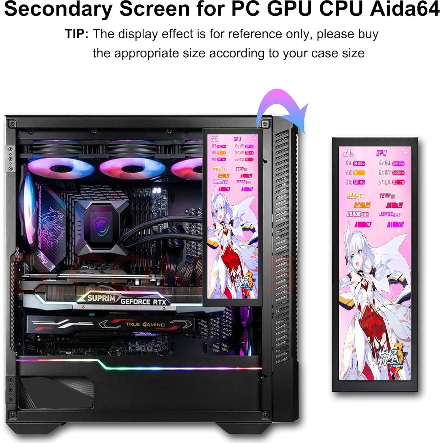 Monitor Mini HD IPS 7.84" Wisecoco 1280x400 LCD para PC