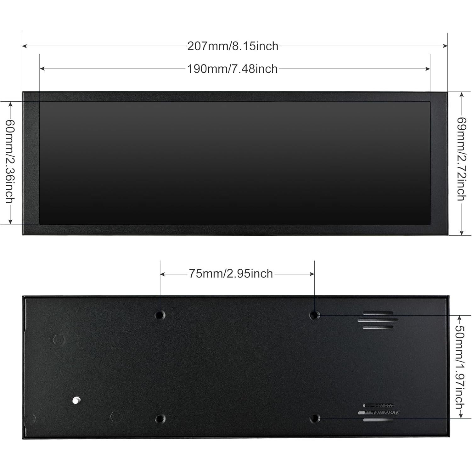Monitor Mini HD IPS 7.84" Wisecoco 1280x400 LCD para PC