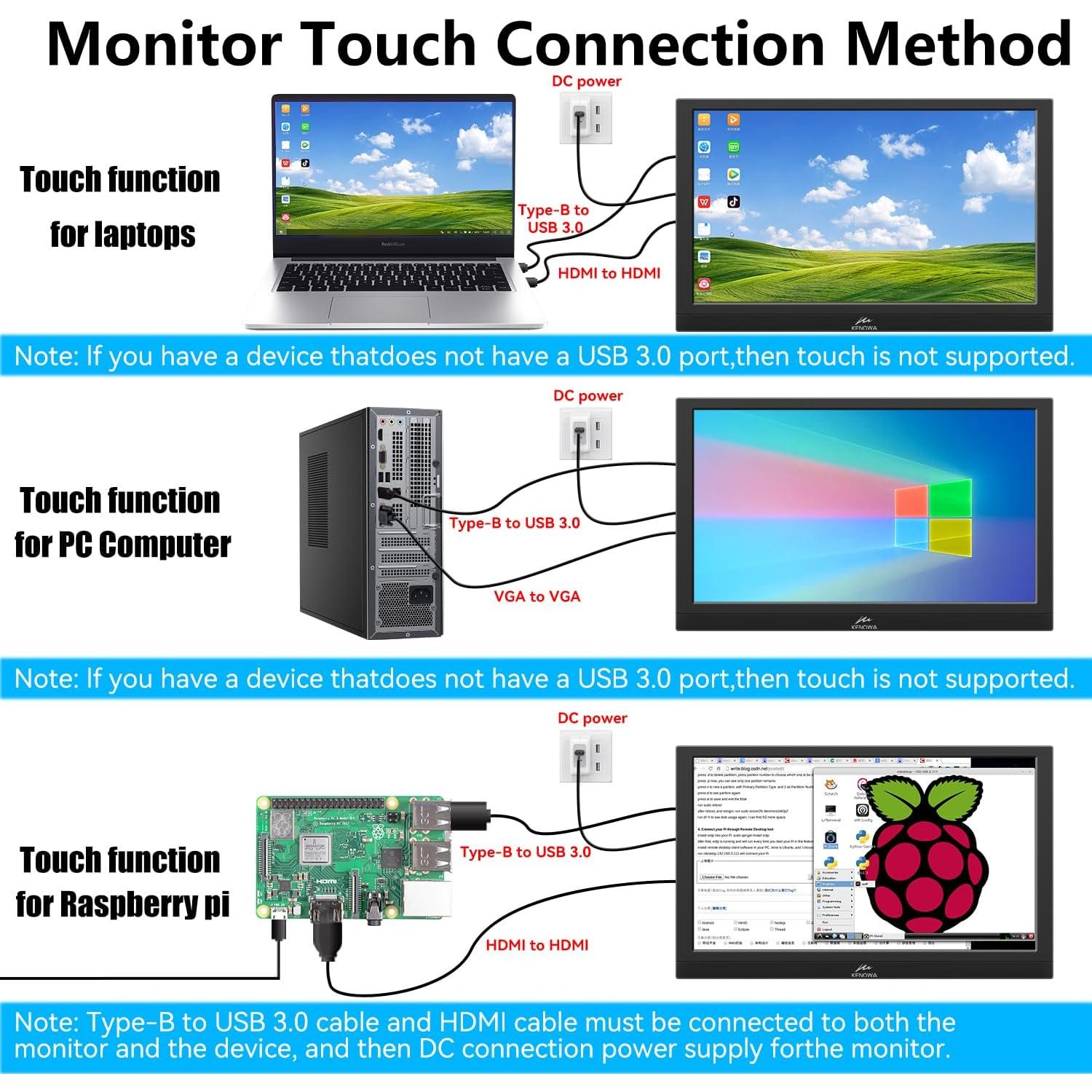 Monitor Portátil Táctil Kenowa K-13.3-T 13.3" FHD 1080P