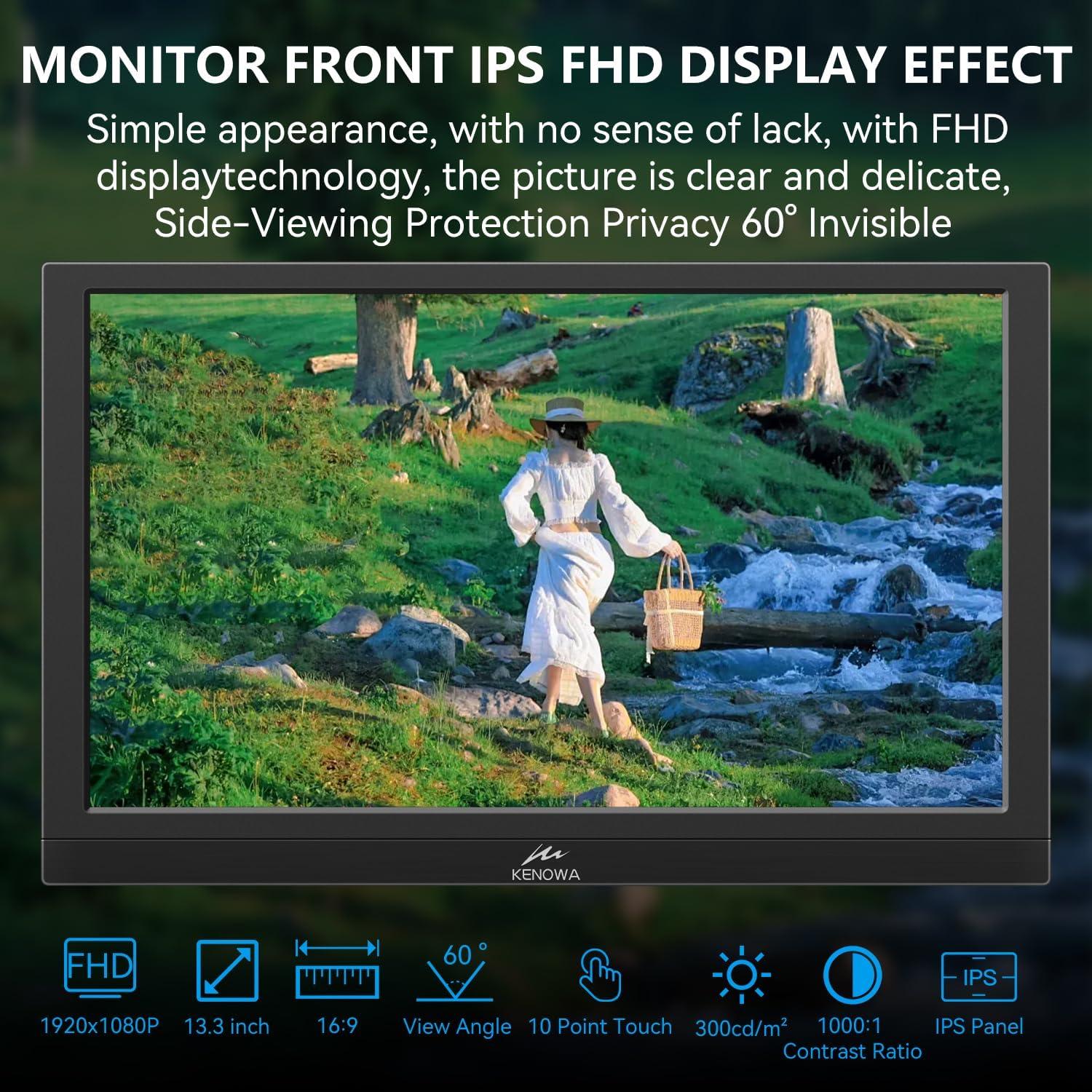 Monitor Portátil Táctil Kenowa K-13.3-T 13.3" FHD 1080P