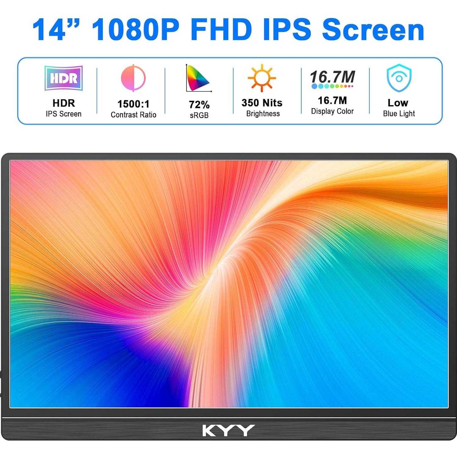 Monitor Portátil KYY K5-3 14" FHD 1080P USB-C HDMI