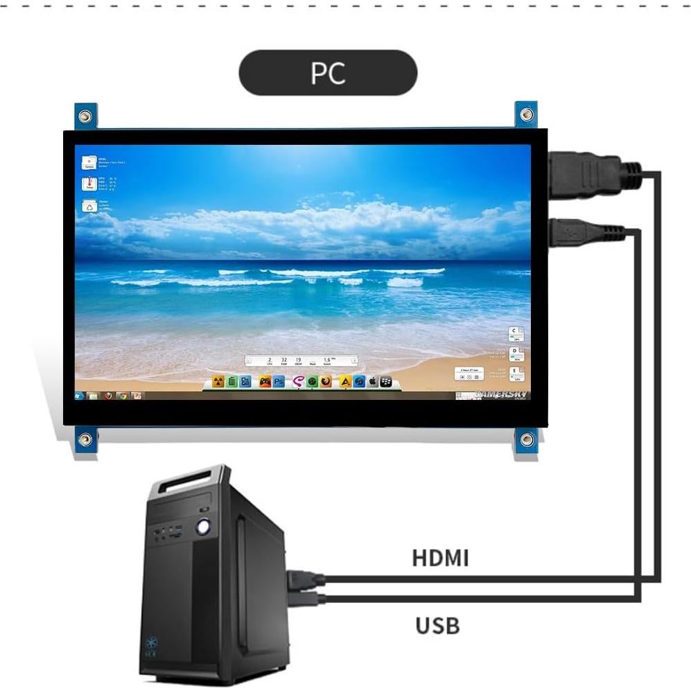 Monitor HDMI Portátil JniTyOpt 7" IPS Táctil 1024x600