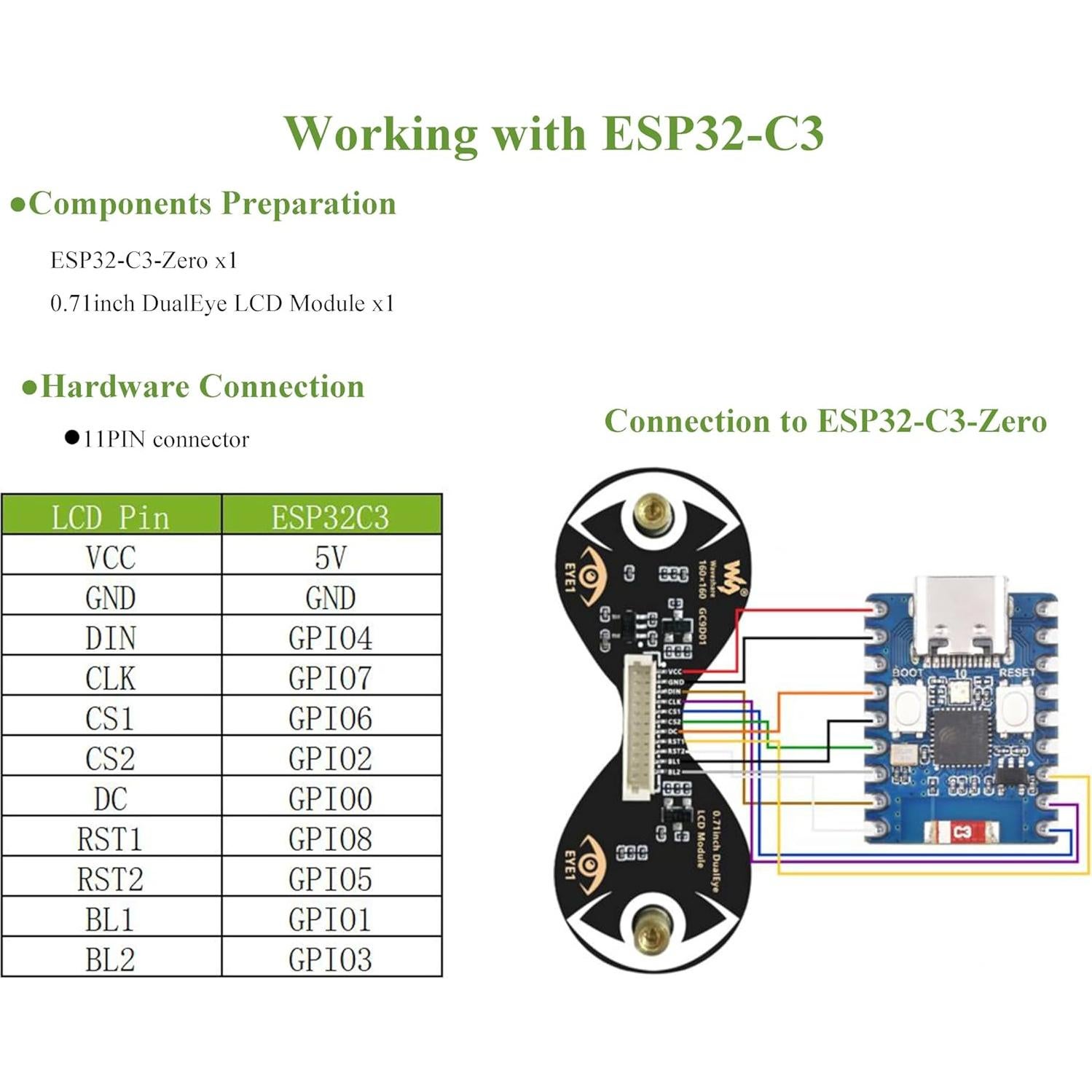 Módulo de Pantalla LCD Redonda Wonrabai 1.8 cm 160x160 IPS