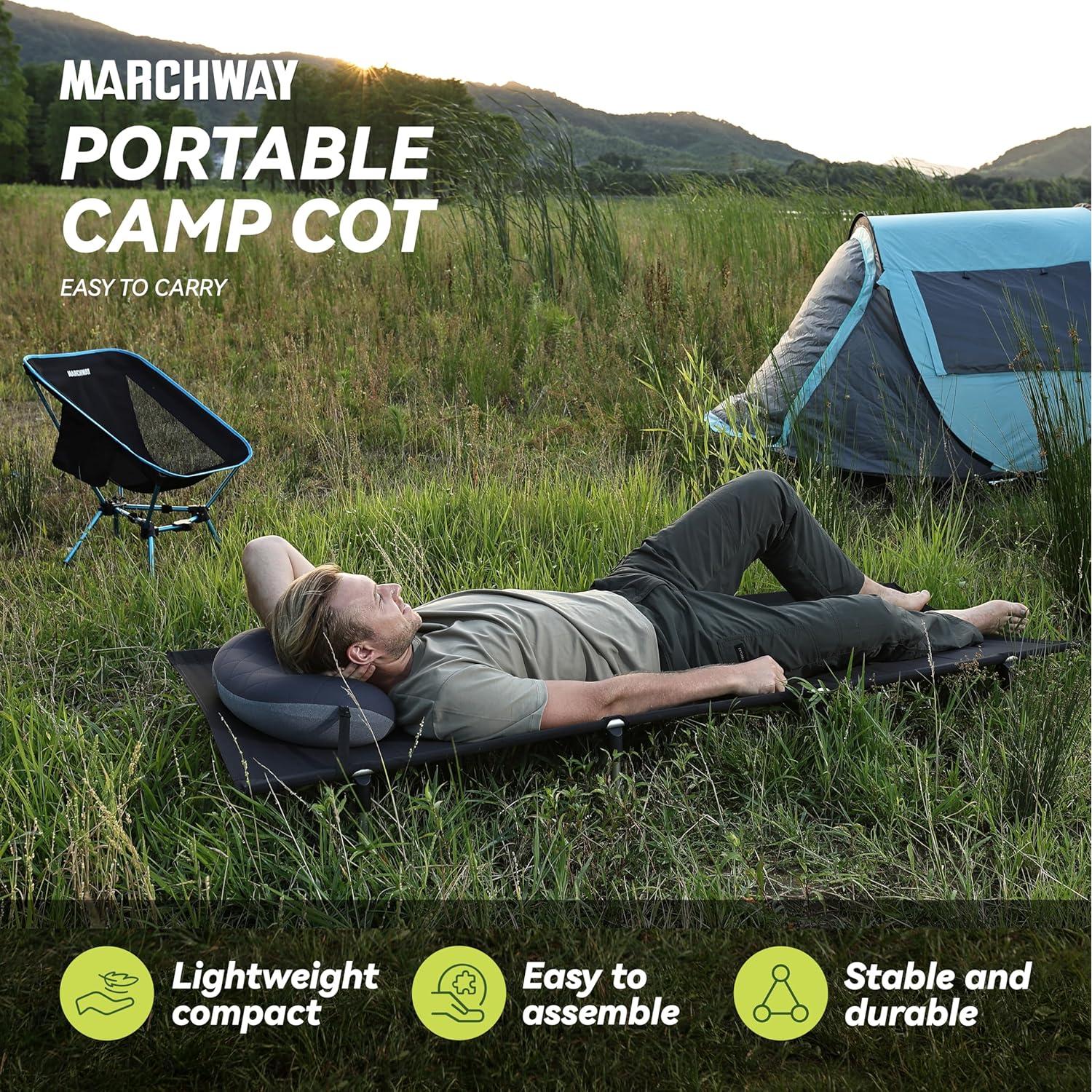 Cama Plegable MARCHWAY para Camping 2,95 kg Negra