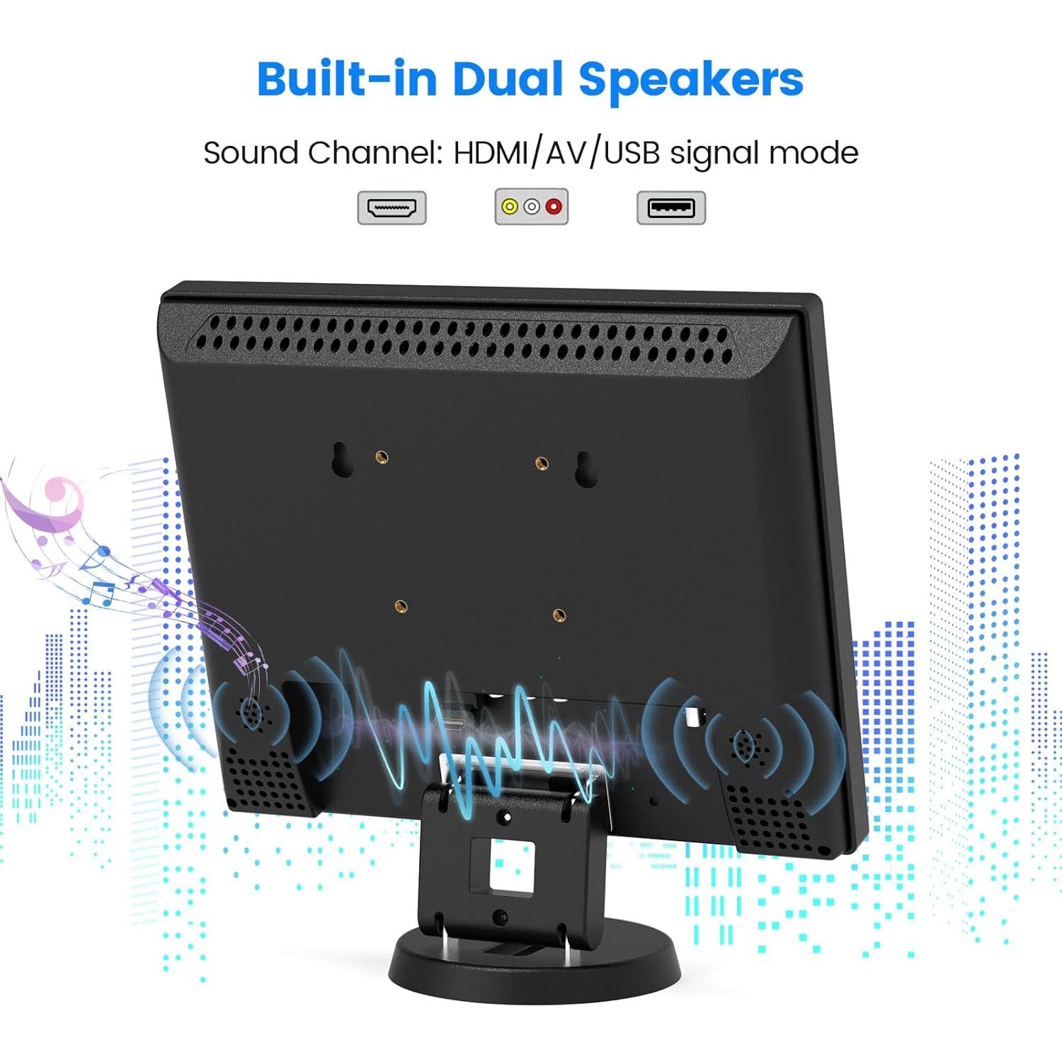 Monitor LCD 12" Eyoyo 800x600 HDMI VGA AV Portátil