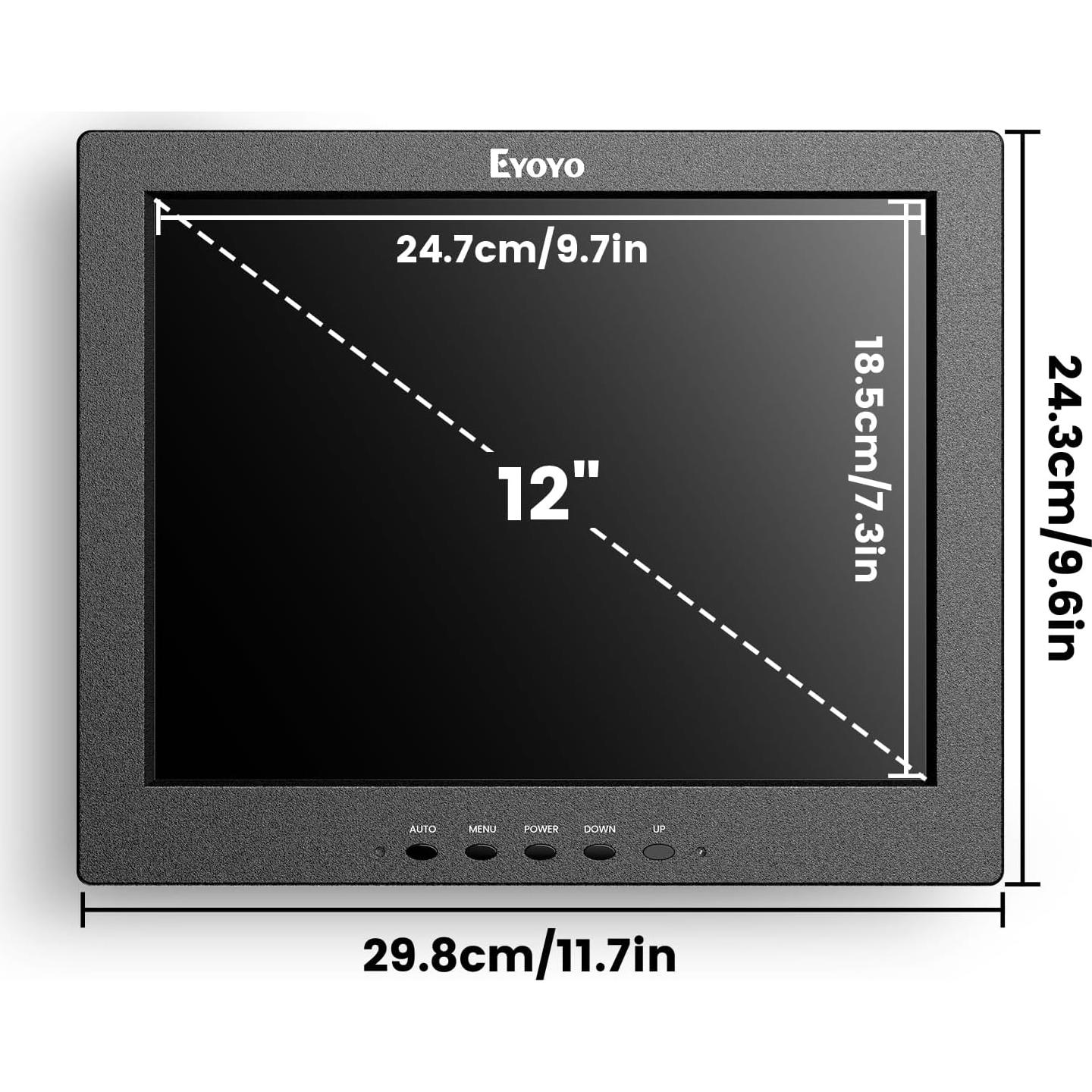Monitor LCD 12" Eyoyo 800x600 HDMI VGA AV Portátil