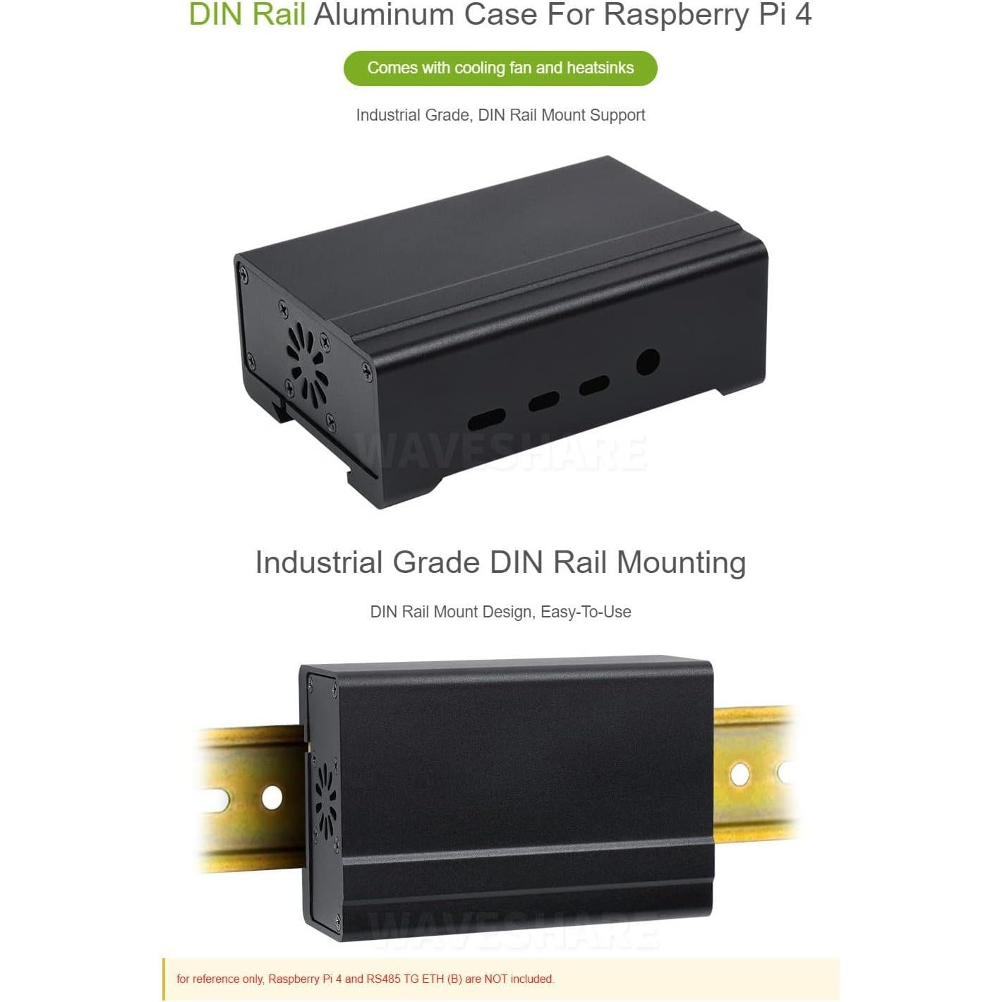 Caja de Aluminio para Riel DIN Waveshare Raspberry Pi 4