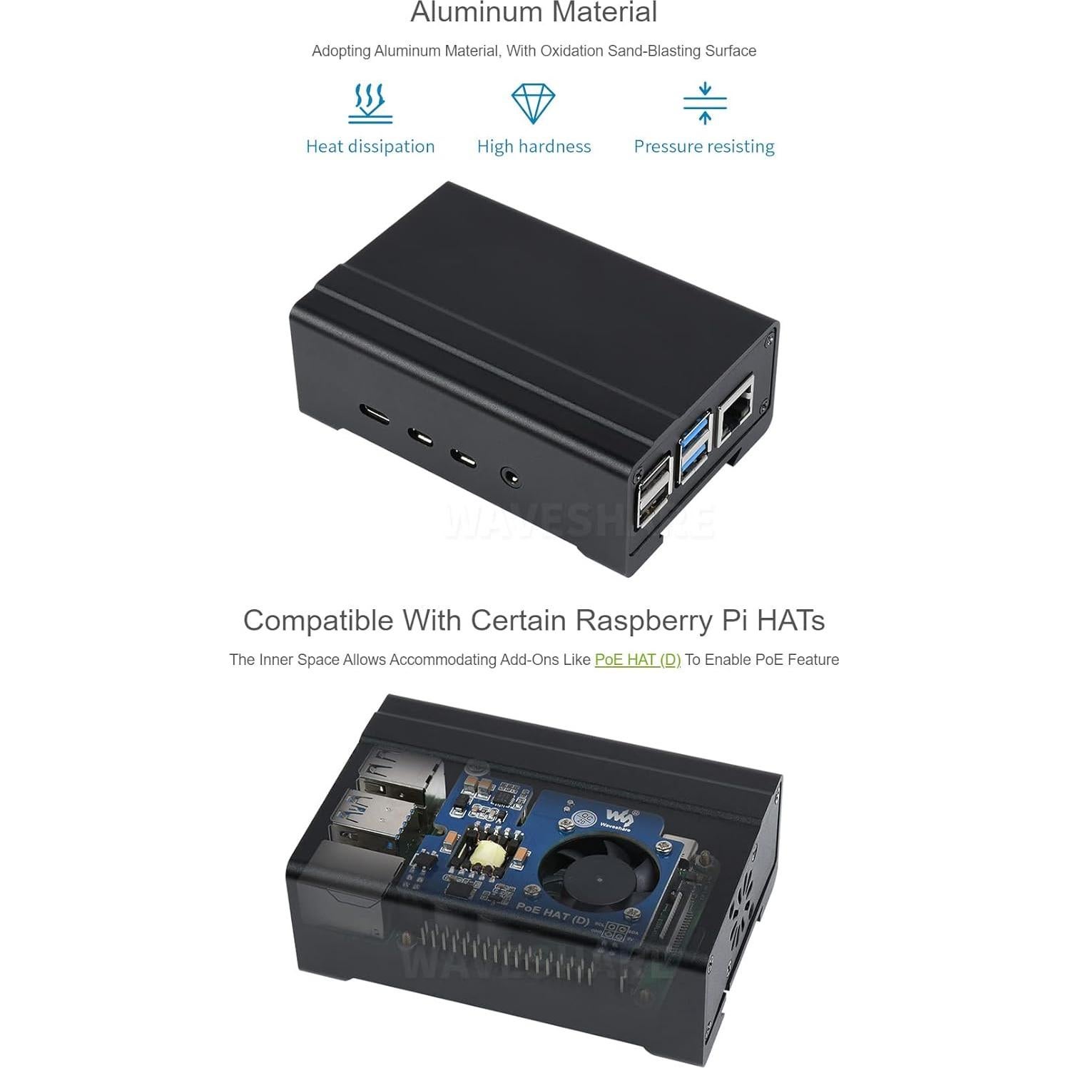 Caja de Aluminio para Riel DIN Waveshare Raspberry Pi 4
