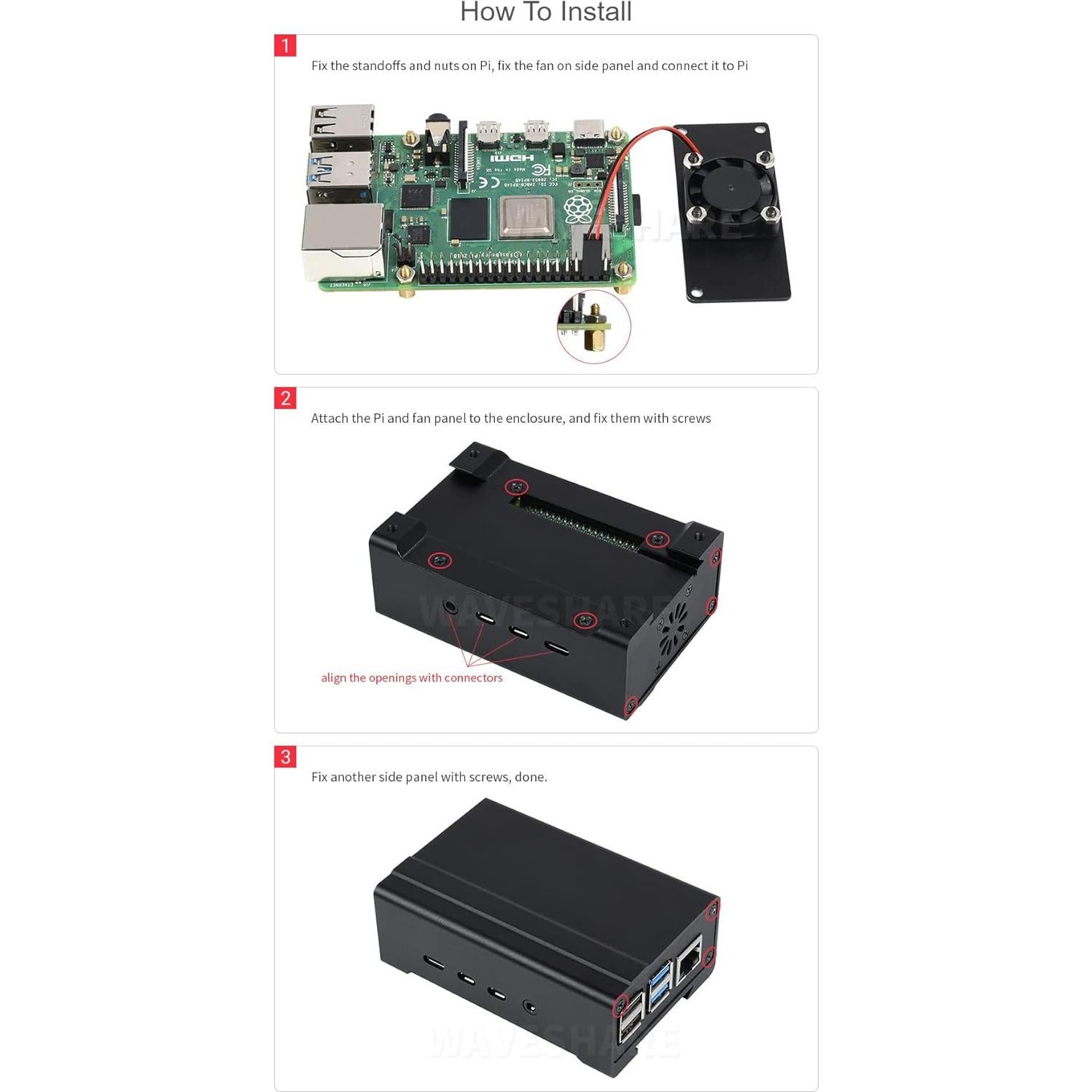Caja de Aluminio para Riel DIN Waveshare Raspberry Pi 4