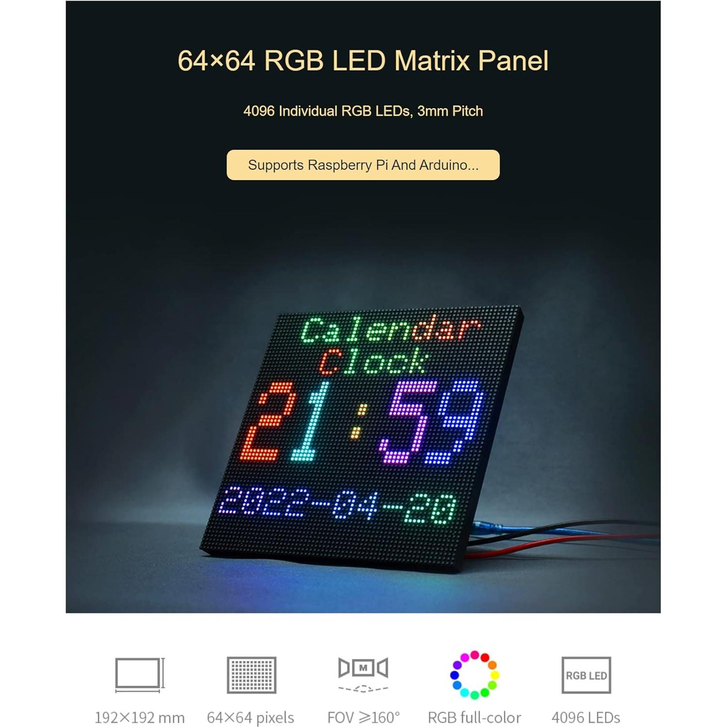 Panel LED RGB 64x64 Coolwell para Raspberry Pi - Brillo Ajustable