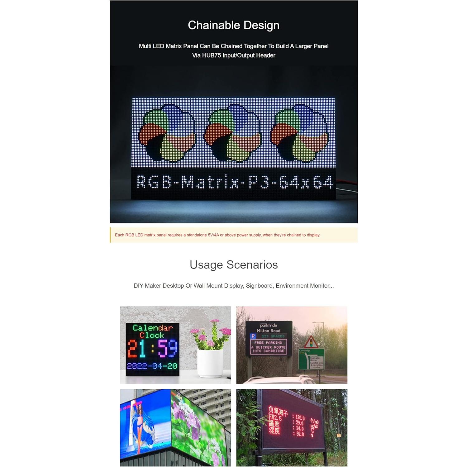 Panel LED RGB 64x64 Coolwell para Raspberry Pi - Brillo Ajustable